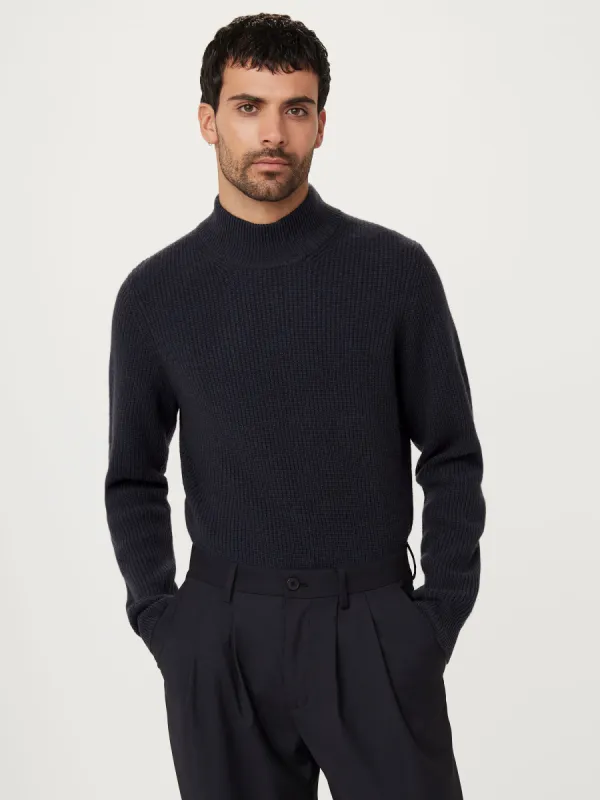 The Yak Wool Mock Neck  in Navy sold by Frank & Oak