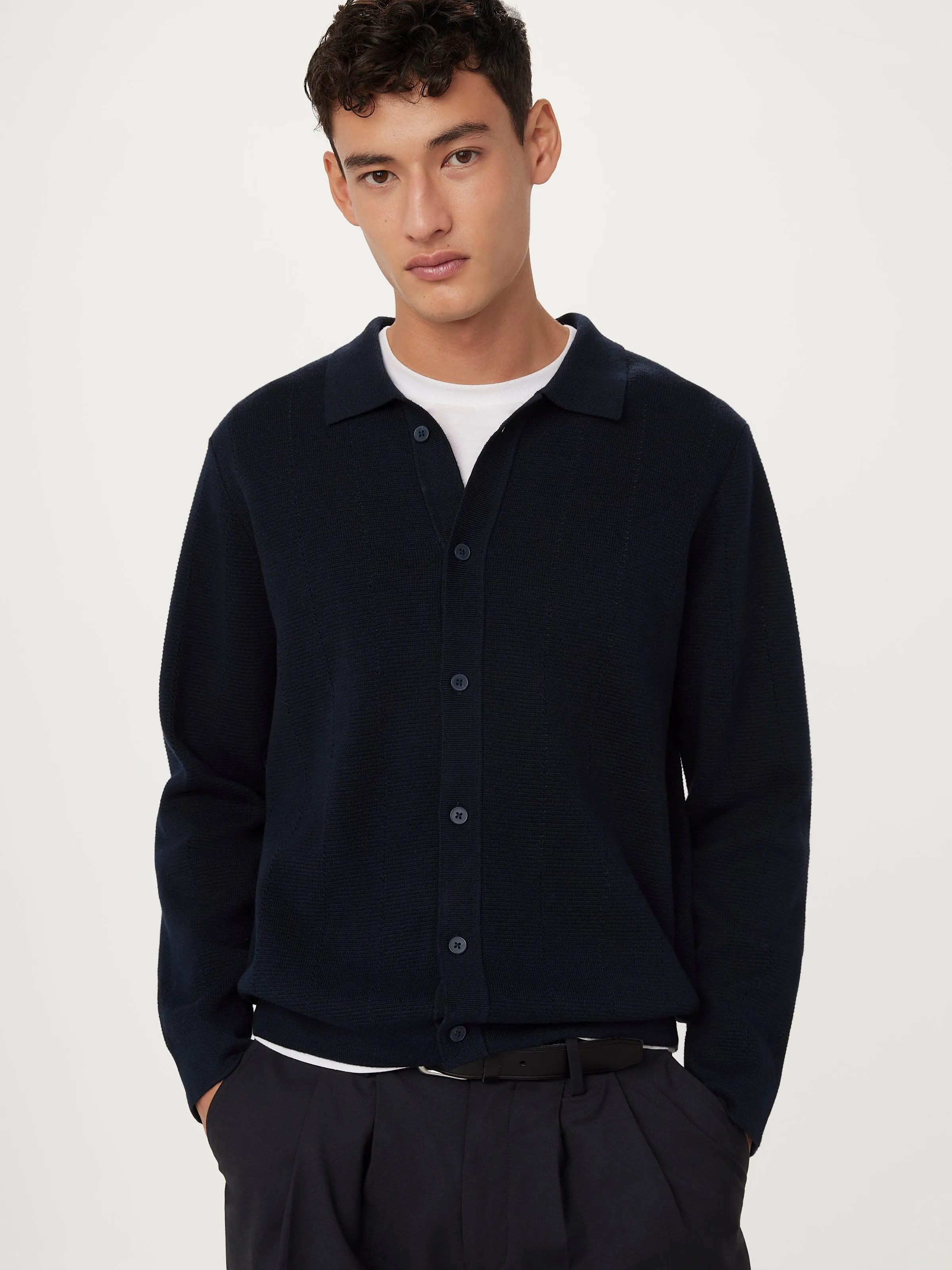 The Pointelle Knit Overshirt in Deep Blue sold by Frank & Oak product image thumbnail 2