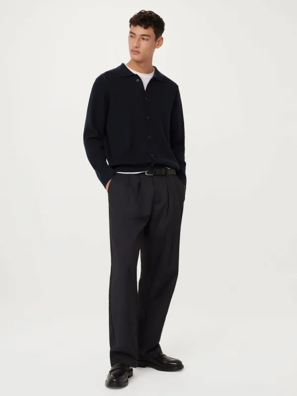 The Pointelle Knit Overshirt  in Deep Blue sold by Frank & Oak