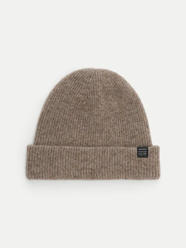 The Yak Wool Beanie in Brown Heather sold by Frank & Oak