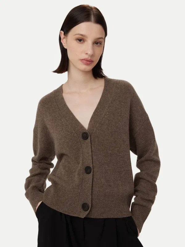 The Yak Wool Cardigan in Dark Taupe sold by Frank & Oak