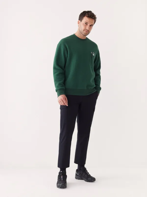 The Explorer Polar Fleece Crewneck in Midnight Teal sold by Frank & Oak