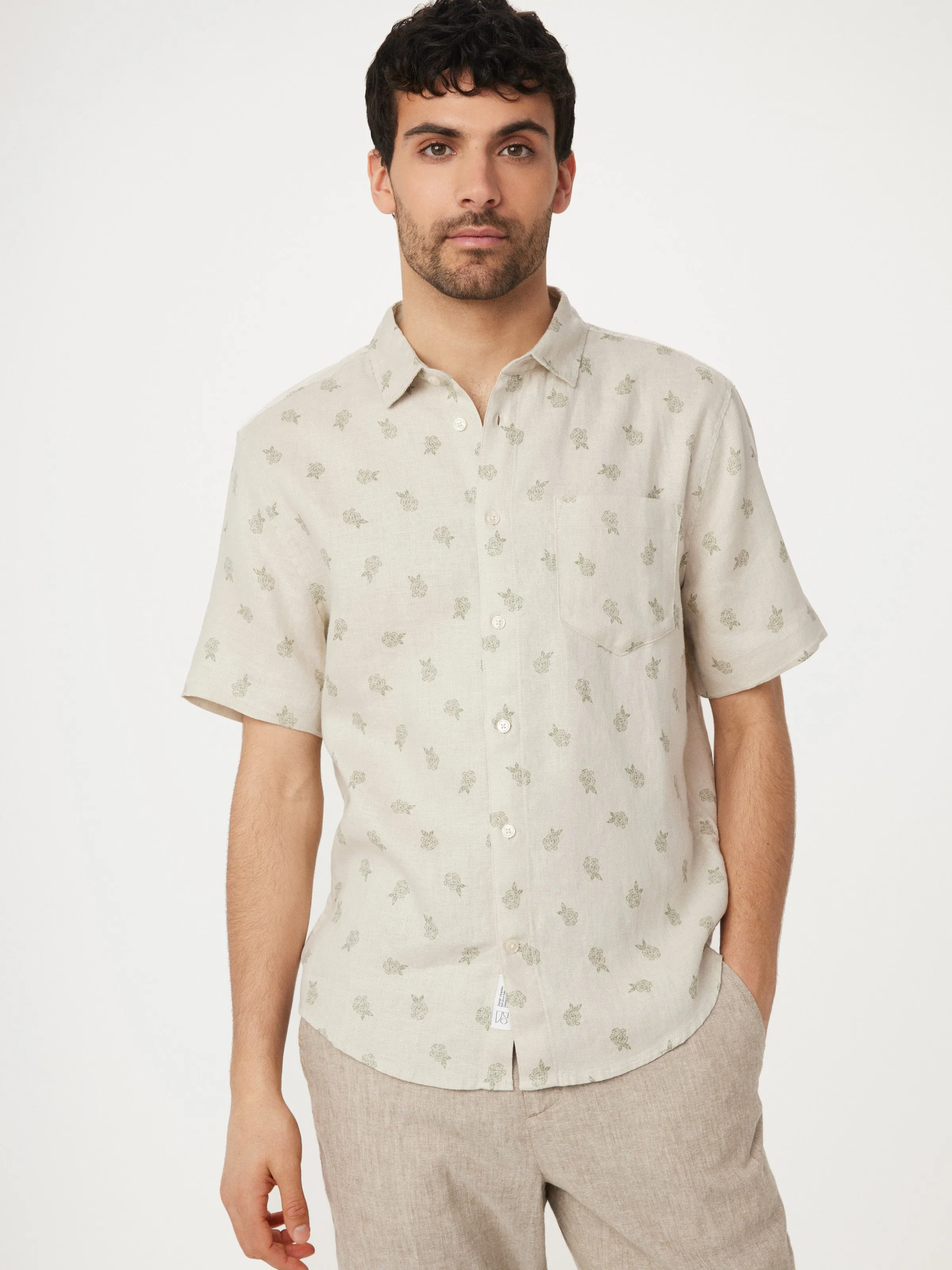 The Short Sleeve Linen Shirt in Natural Light sold by Frank & Oak