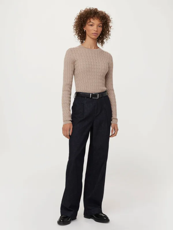 The Joni Wide Leg Jean in Dark Wash sold by Frank & Oak