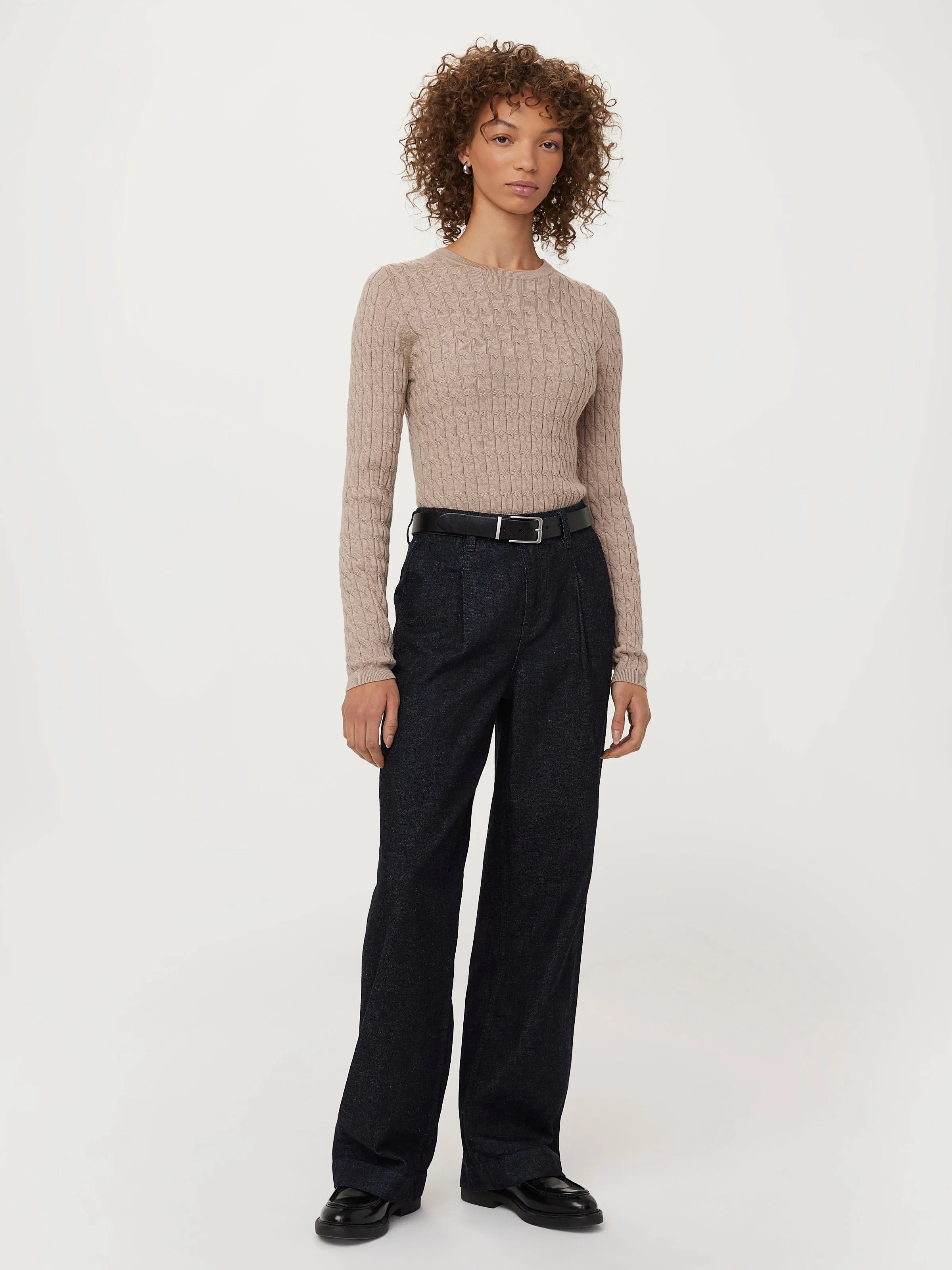 The Joni Wide Leg Jean in Dark Wash sold by Frank & Oak