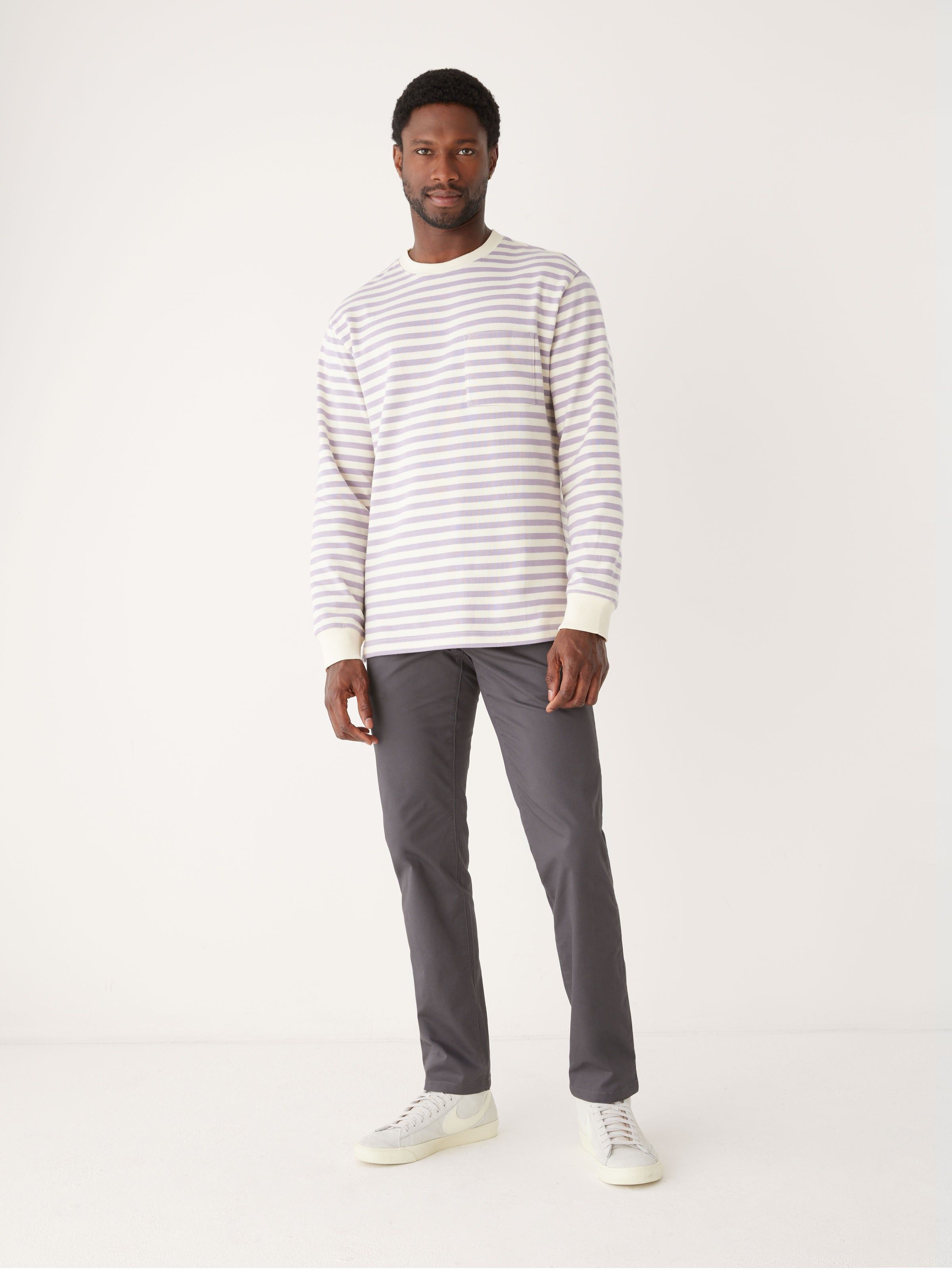 The Long Sleeve Striped T-Shirt in Lavender Grey sold by Frank & Oak product image thumbnail 4