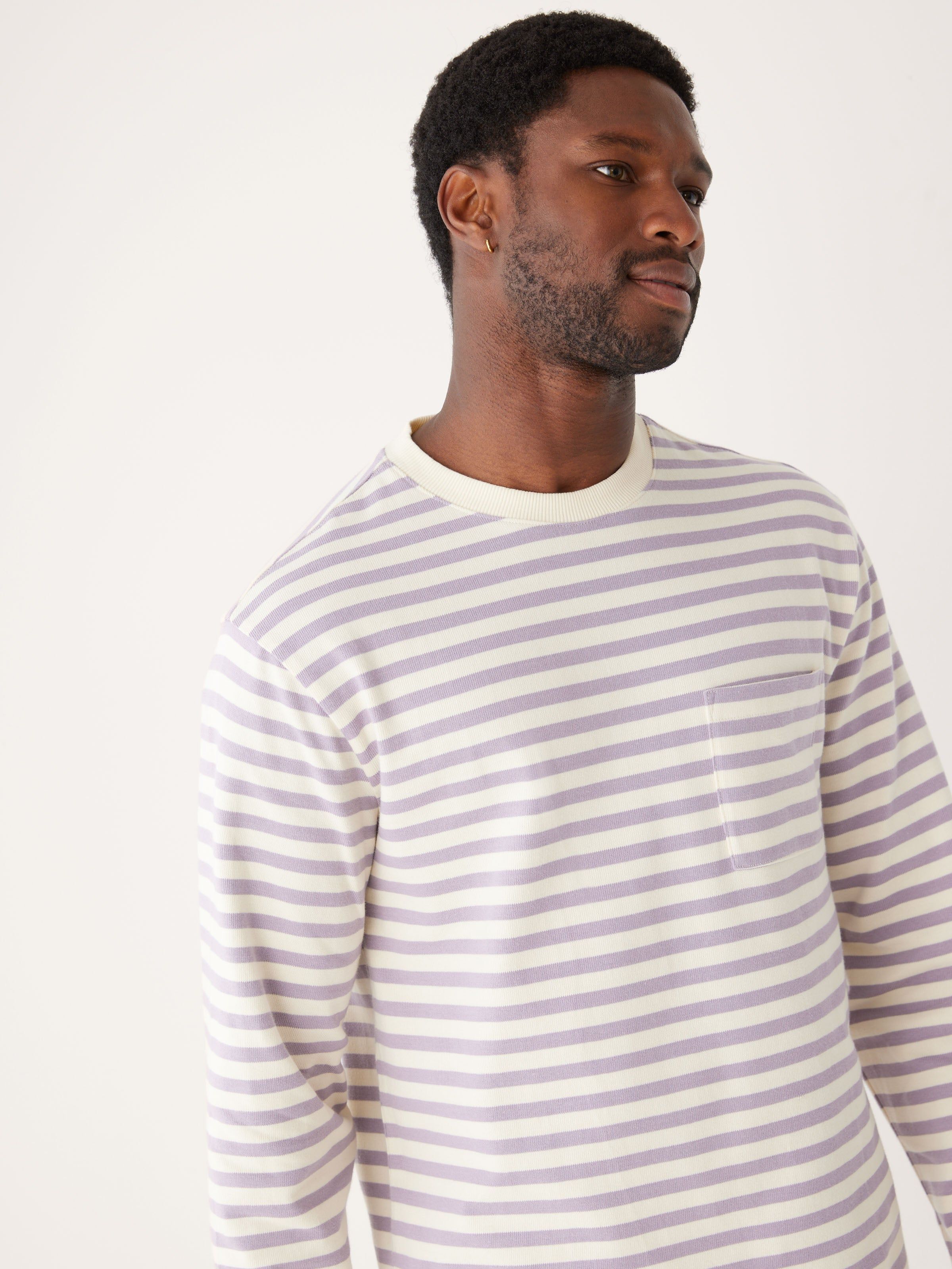 The Long Sleeve Striped T-Shirt in Lavender Grey sold by Frank & Oak product image thumbnail 5
