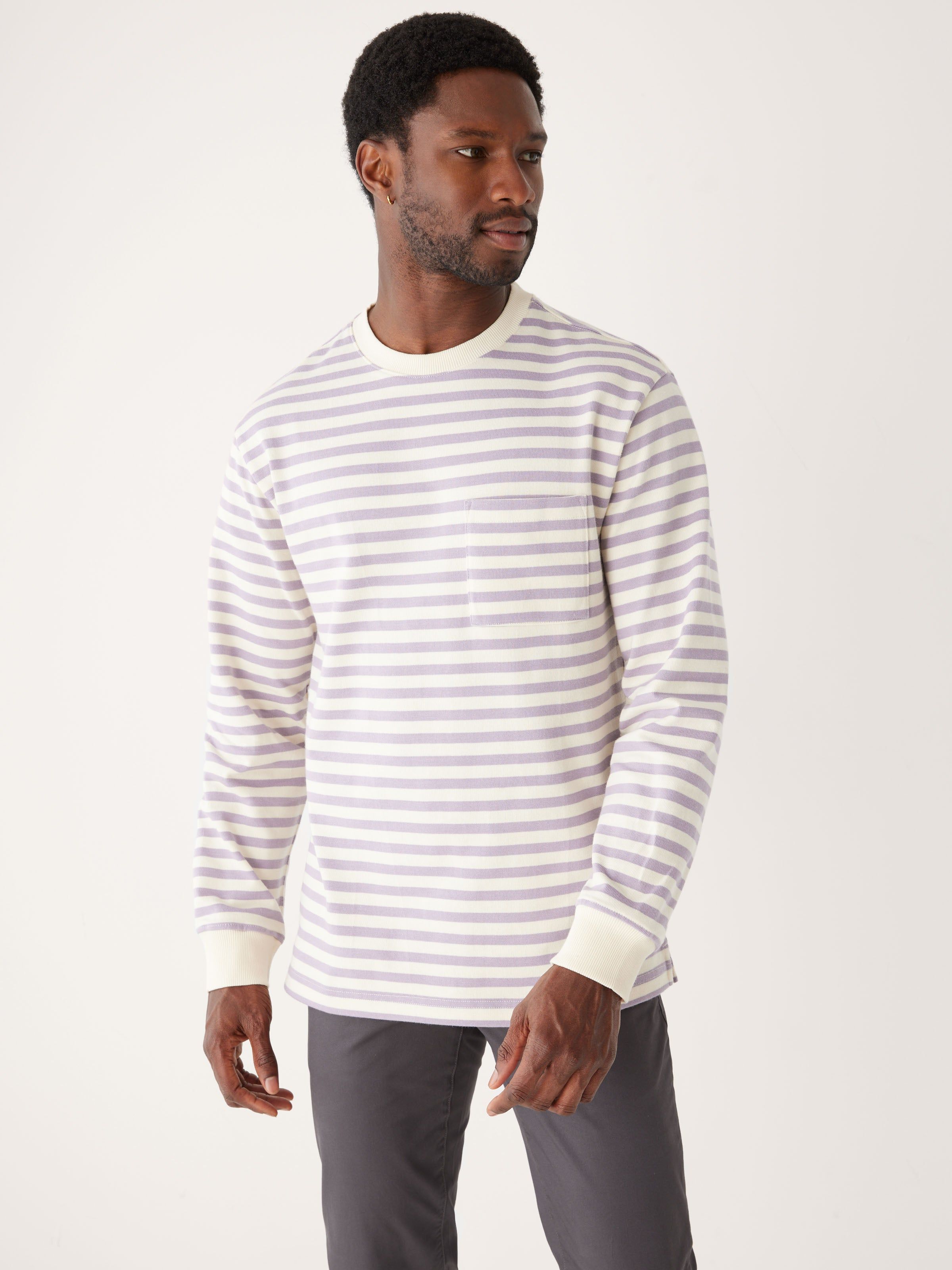 The Long Sleeve Striped T-Shirt in Lavender Grey sold by Frank & Oak product image thumbnail 2
