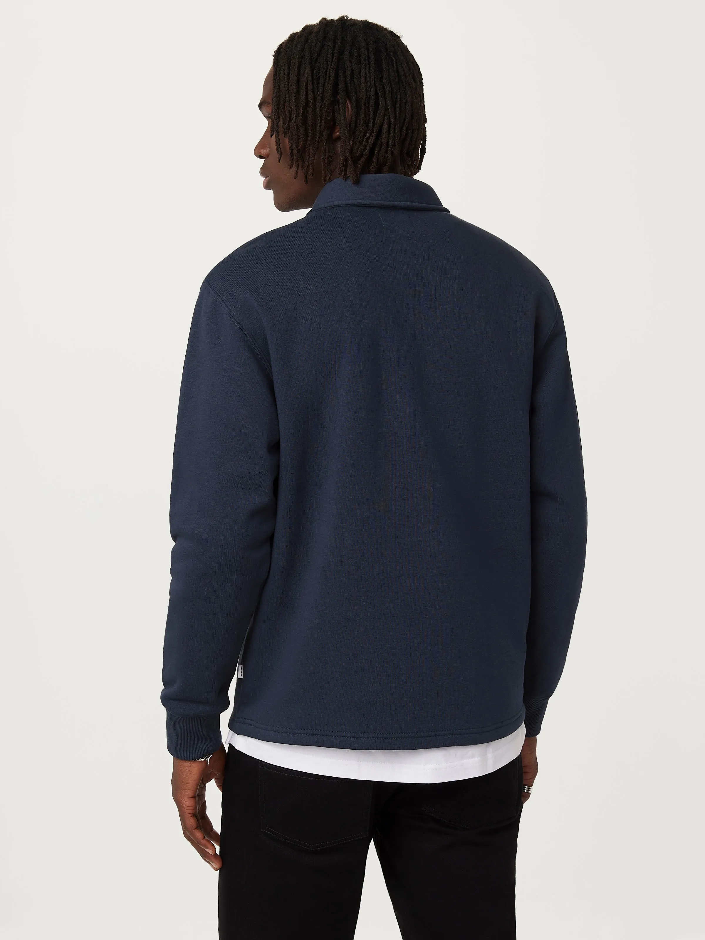 The Fleece Half-Zip Sweatshirt in Deep Blue sold by Frank & Oak product image thumbnail 4