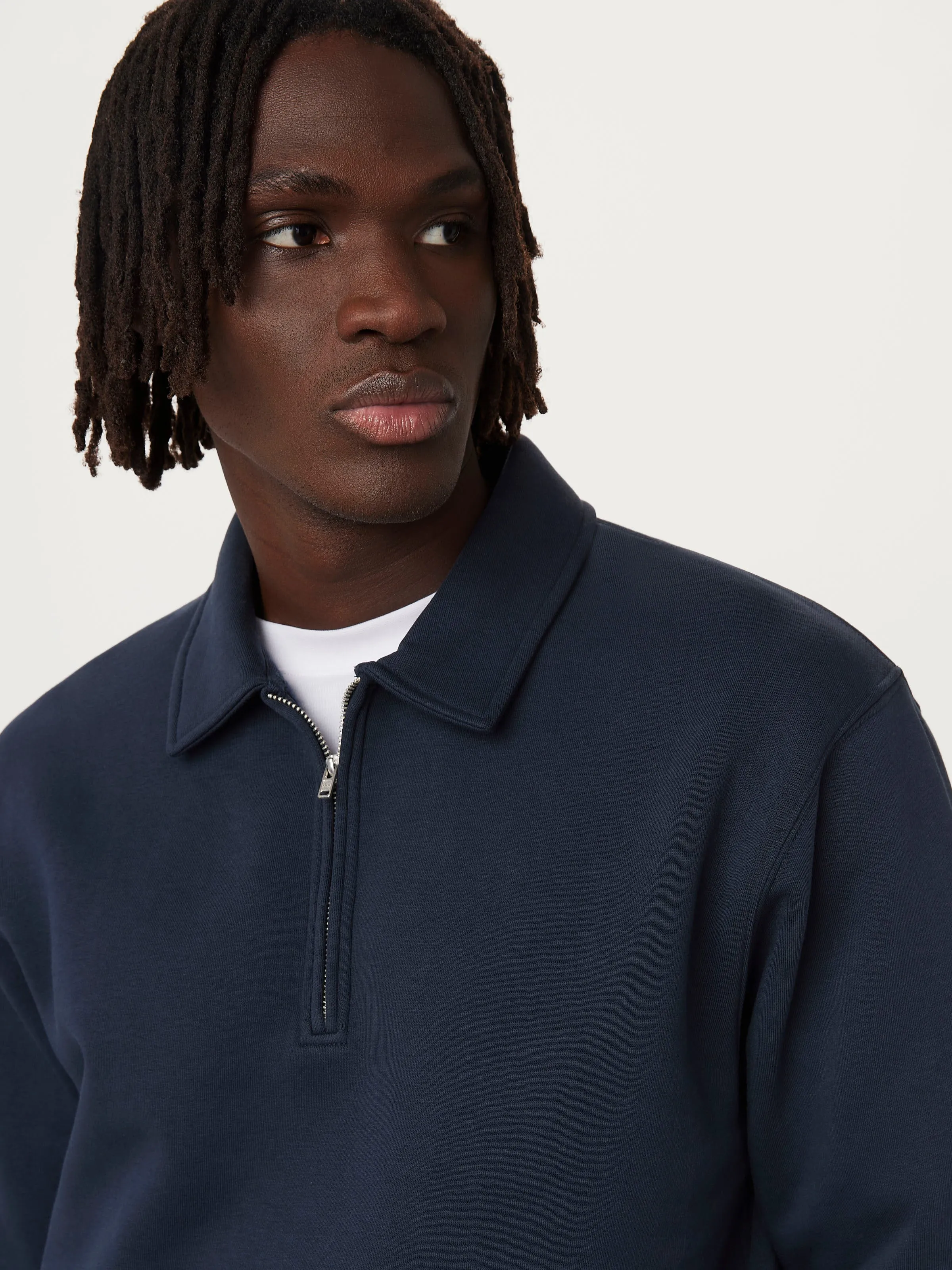The Fleece Half-Zip Sweatshirt in Deep Blue sold by Frank & Oak product image thumbnail 3