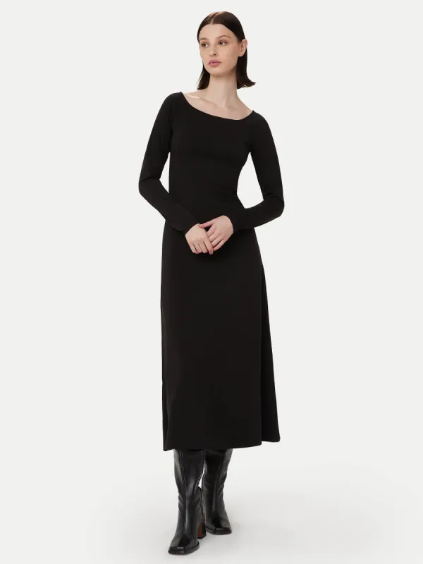 The Open Neck Long Dress in Black sold by Frank & Oak