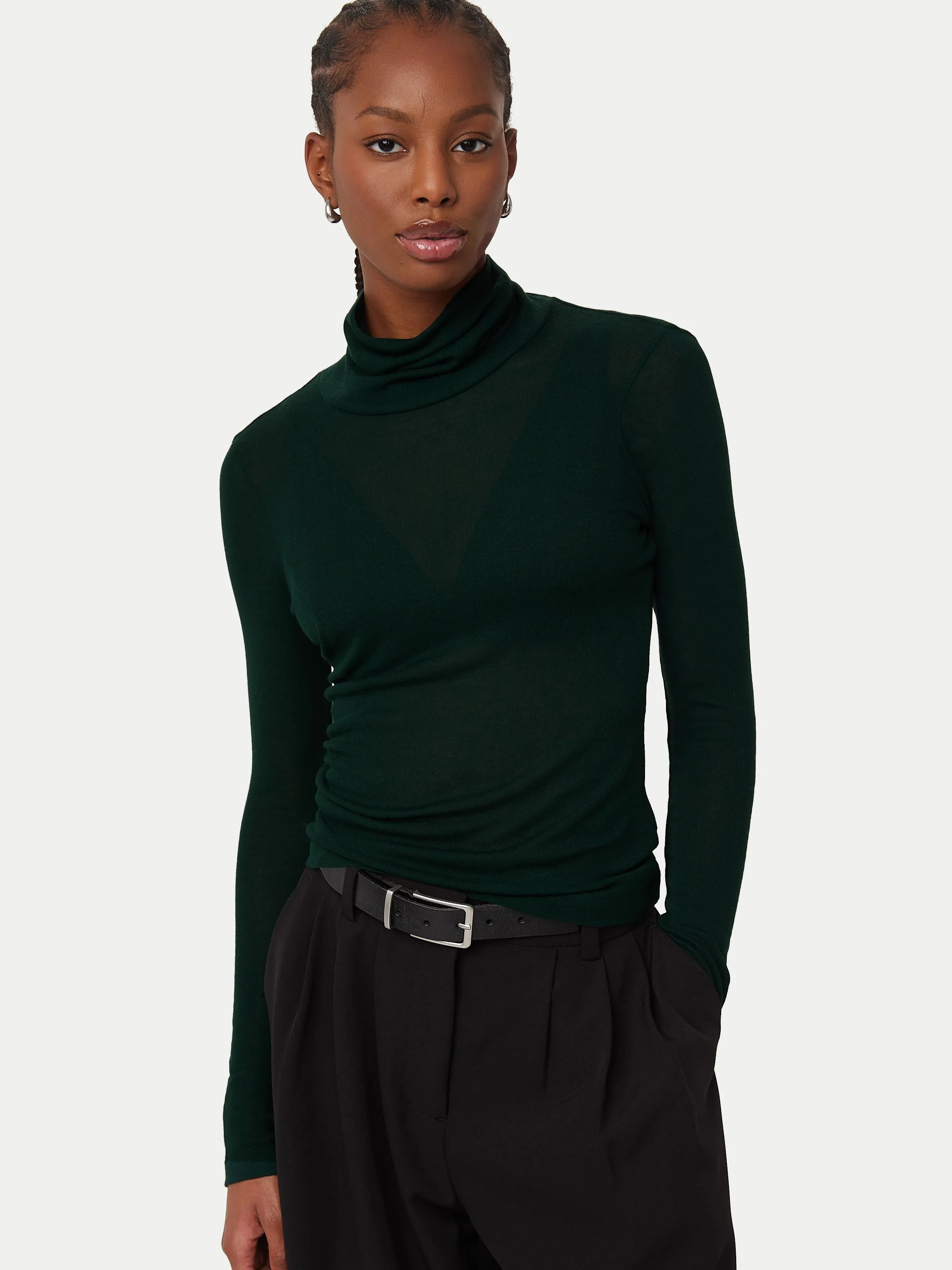 The Slim Fit Turtleneck in Pine Grove sold by Frank & Oak