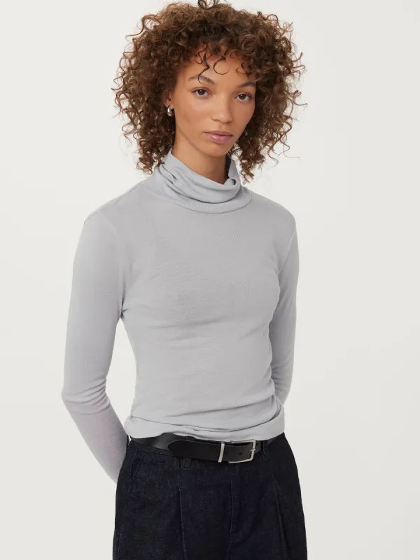The Slim Fit Turtleneck in Icy Grey sold by Frank & Oak