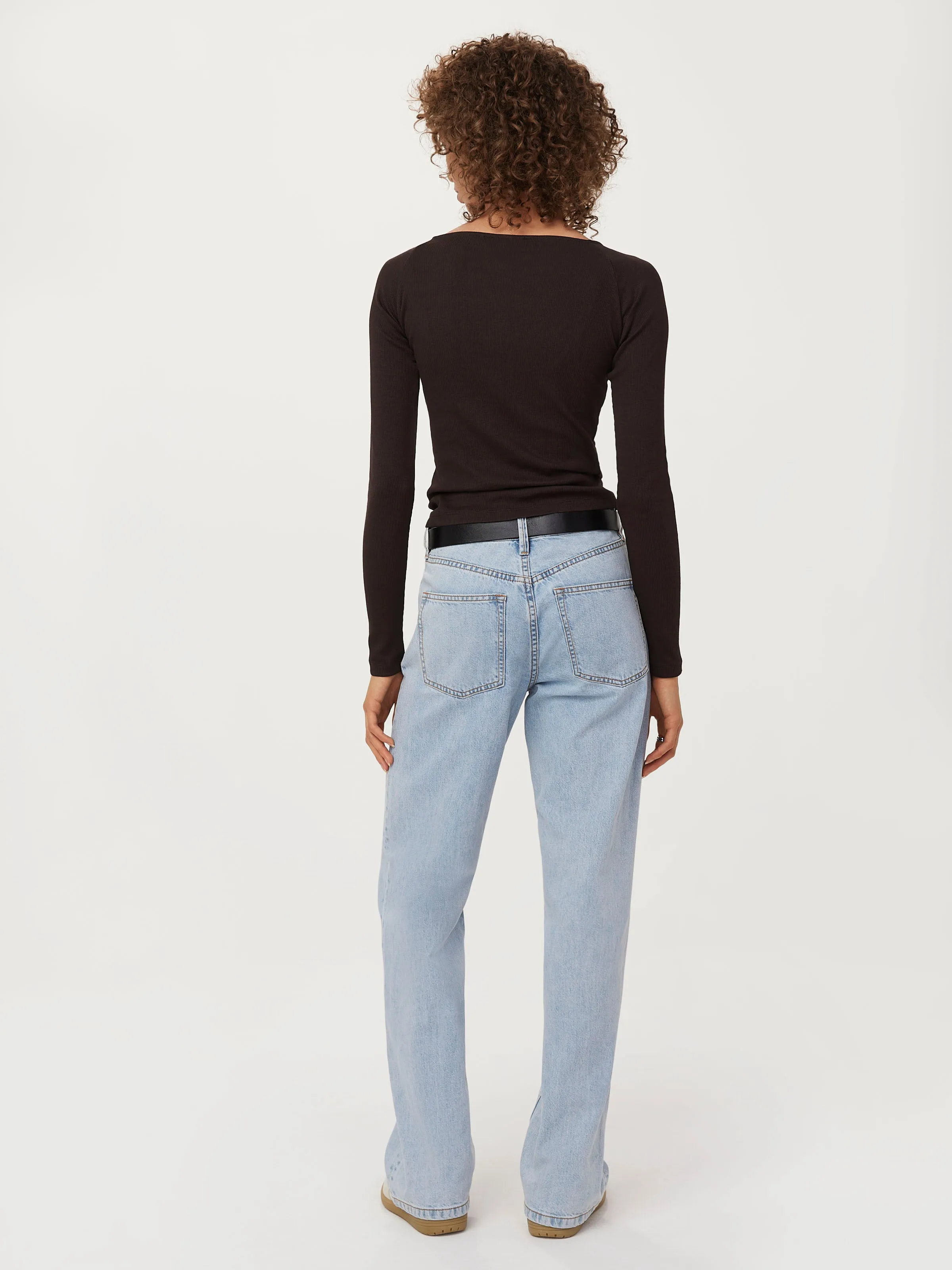 The Open Neck Long Sleeve T-Shirt in Dark Chocolate sold by Frank & Oak product image thumbnail 4