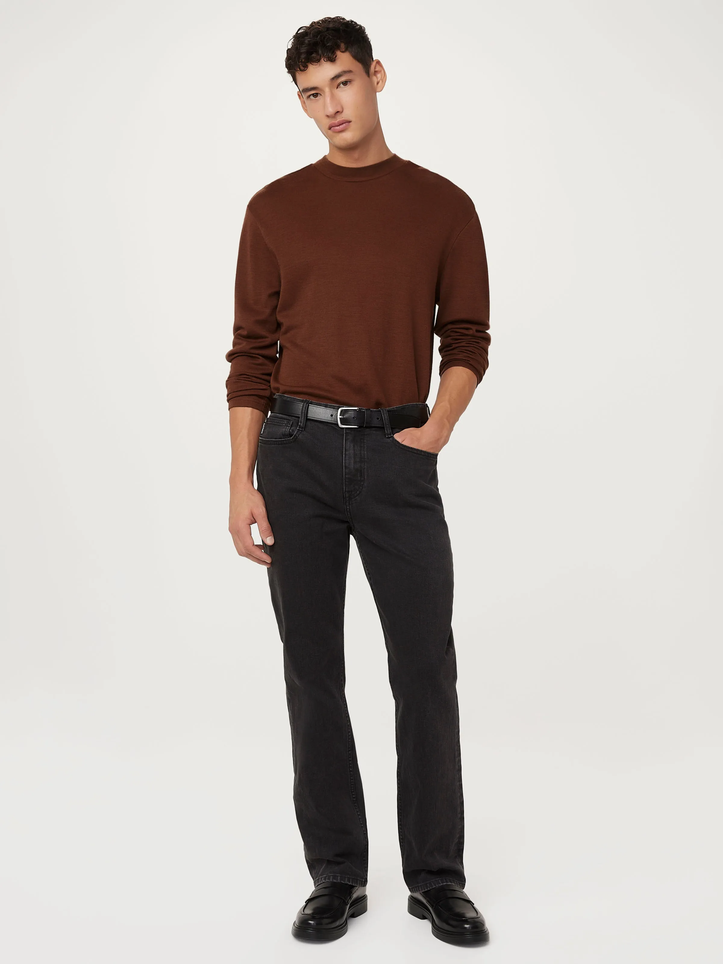 The Merino Wool Mock Neck in Cappuccino sold by Frank & Oak