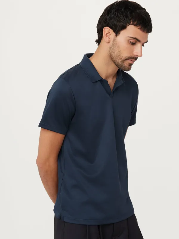 The Johnny Collar Polo in Midnight Blue sold by Frank & Oak