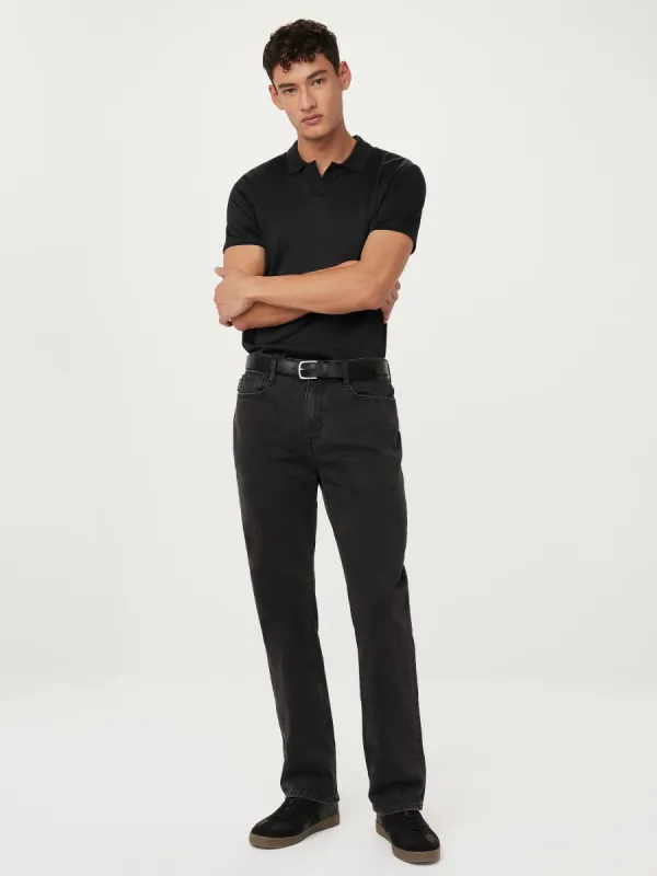 The Johnny Collar Polo in Black sold by Frank & Oak