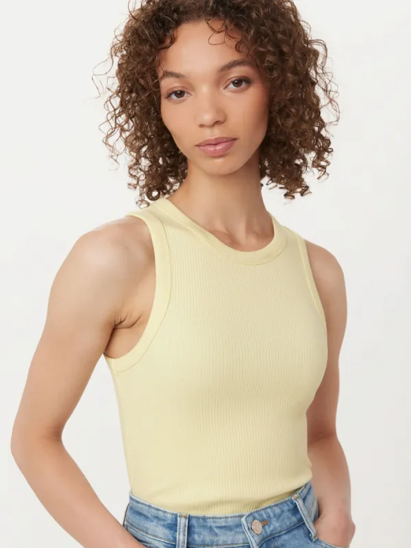 The Ribbed Racer Tank Top in Pastel Yellow sold by Frank & Oak
