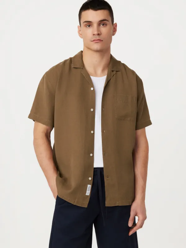 The Washed Camp Collar Shirt in Sepia sold by Frank & Oak