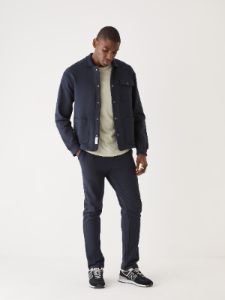 The French Terry Chore Jacket in Dark Navy sold by Frank & Oak