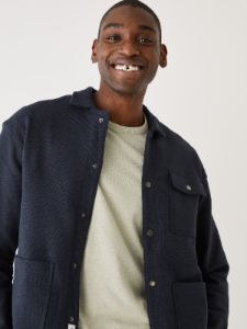 The French Terry Chore Jacket in Dark Navy sold by Frank & Oak