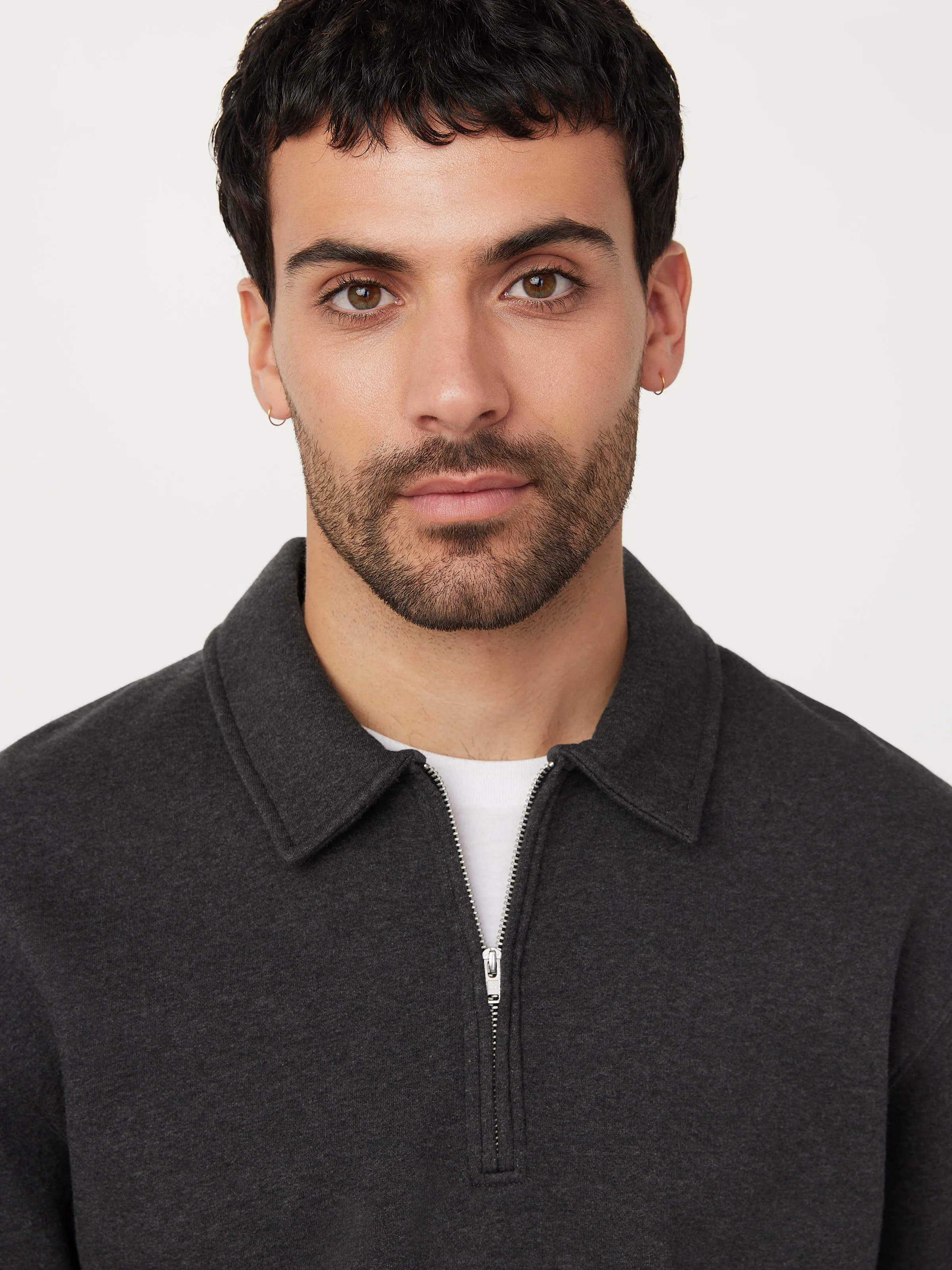 The Fleece Half-Zip Sweatshirt in Grey Black sold by Frank & Oak product image thumbnail 4