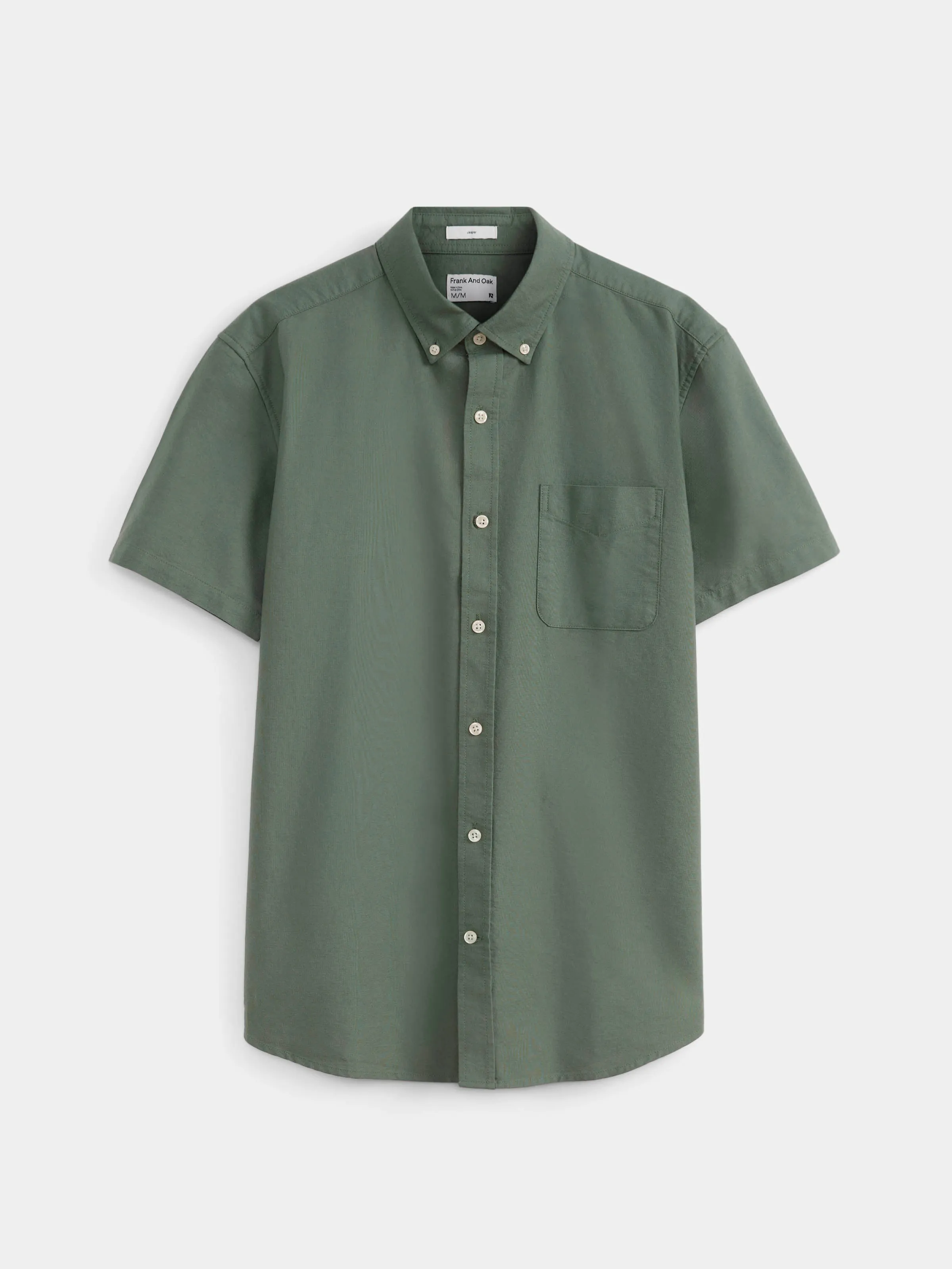 The Jasper Short Sleeve Oxford Shirt in Laurel Green sold by Frank & Oak