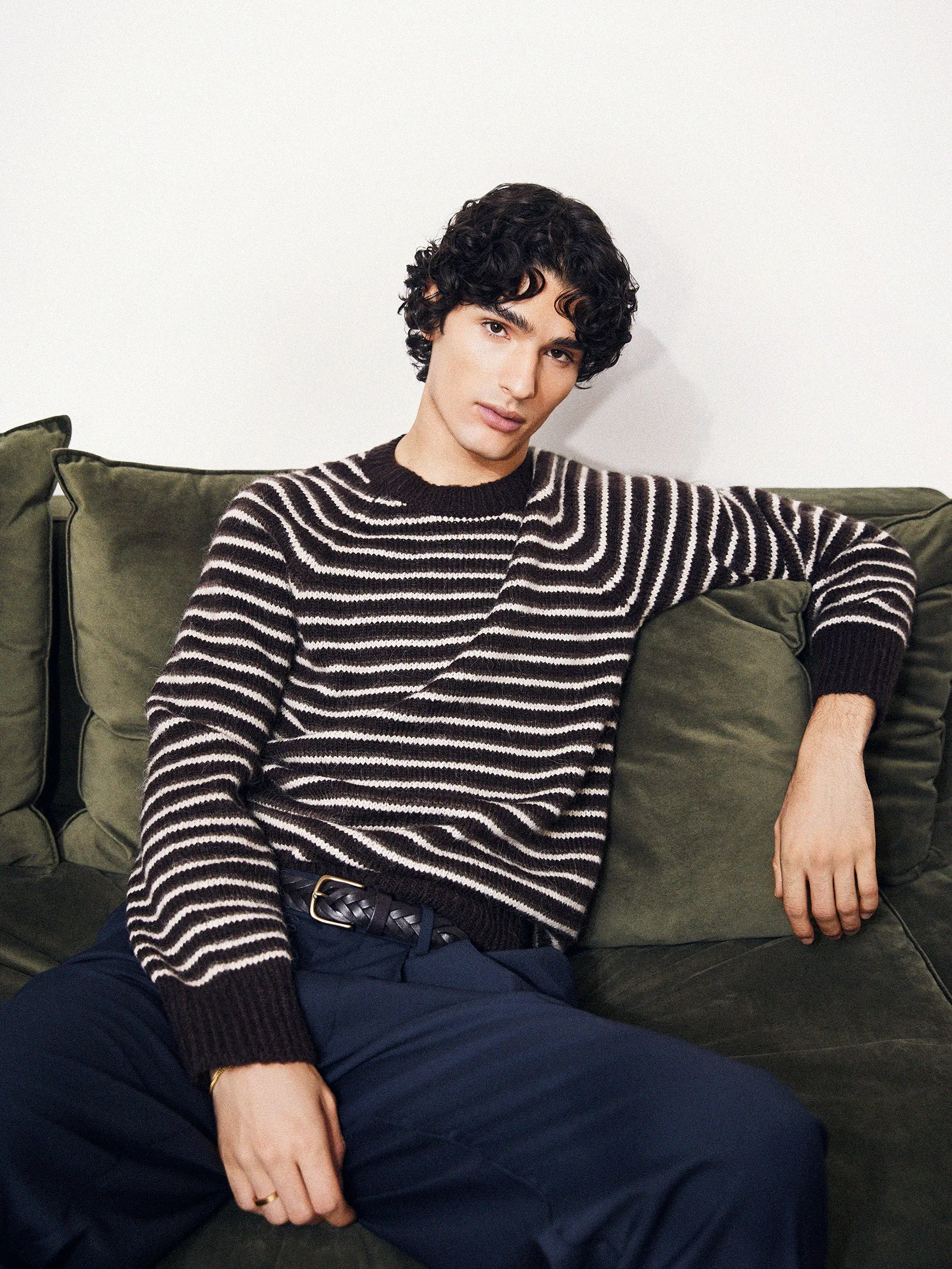 The Striped Fuzzy Sweater in Brown sold by Frank & Oak