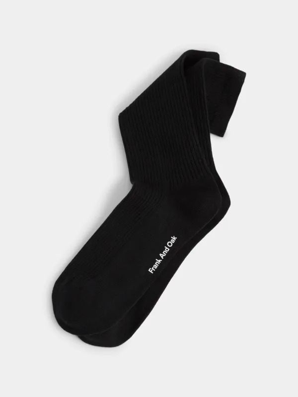 The Ribbed Socks in Black sold by Frank & Oak