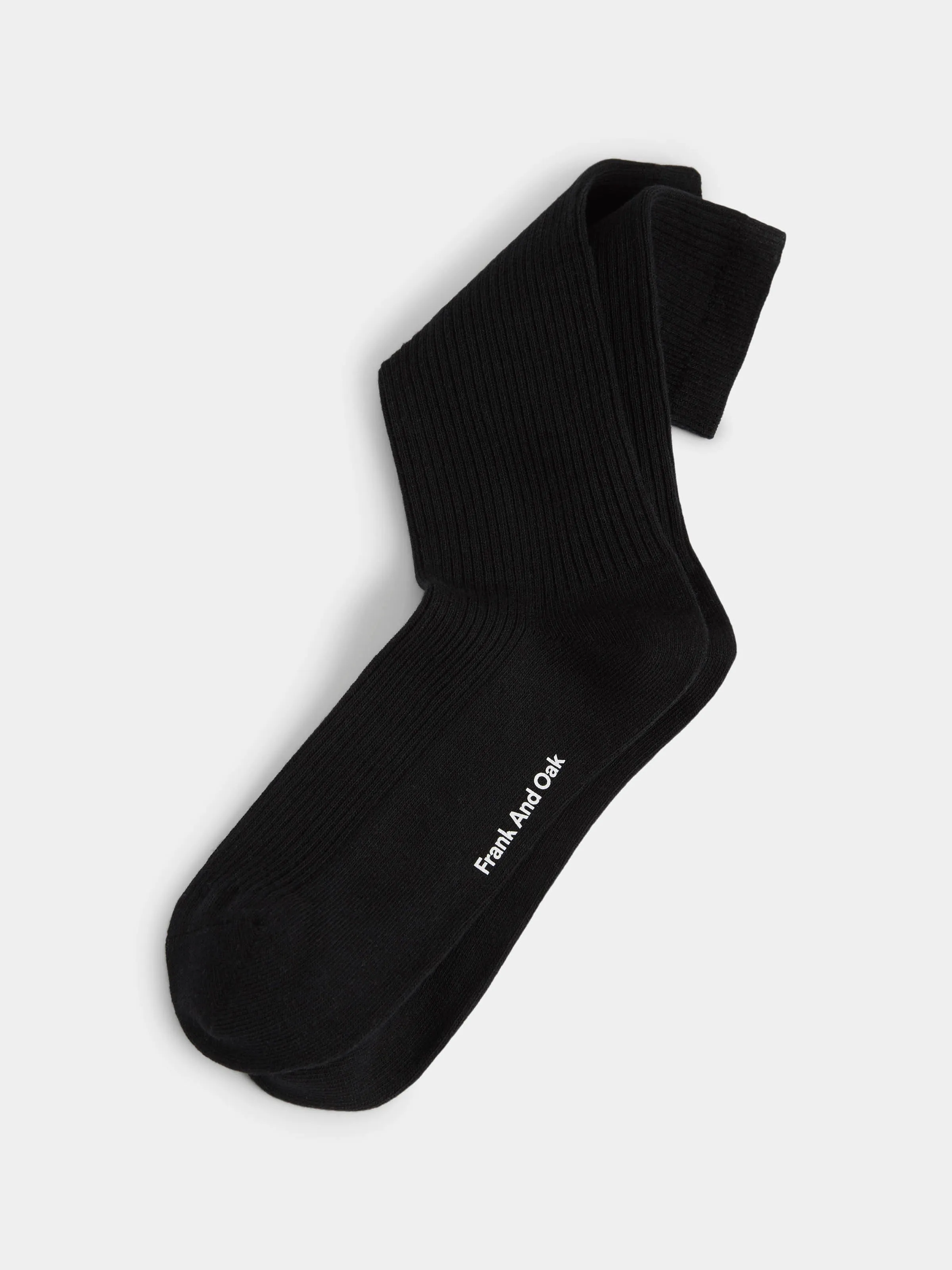 The Ribbed Socks in Black sold by Frank & Oak