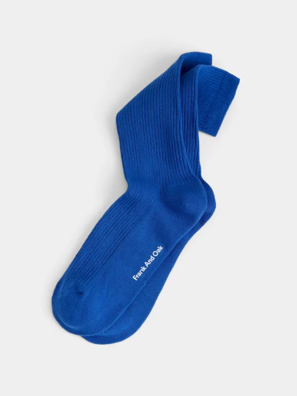 The Ribbed Socks in Nautical Blue sold by Frank & Oak