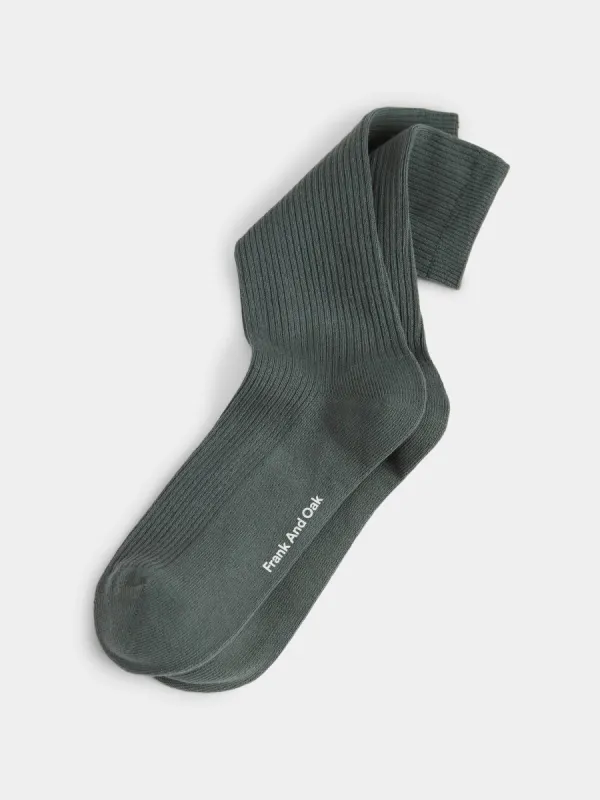 The Ribbed Socks in Laurel Green sold by Frank & Oak