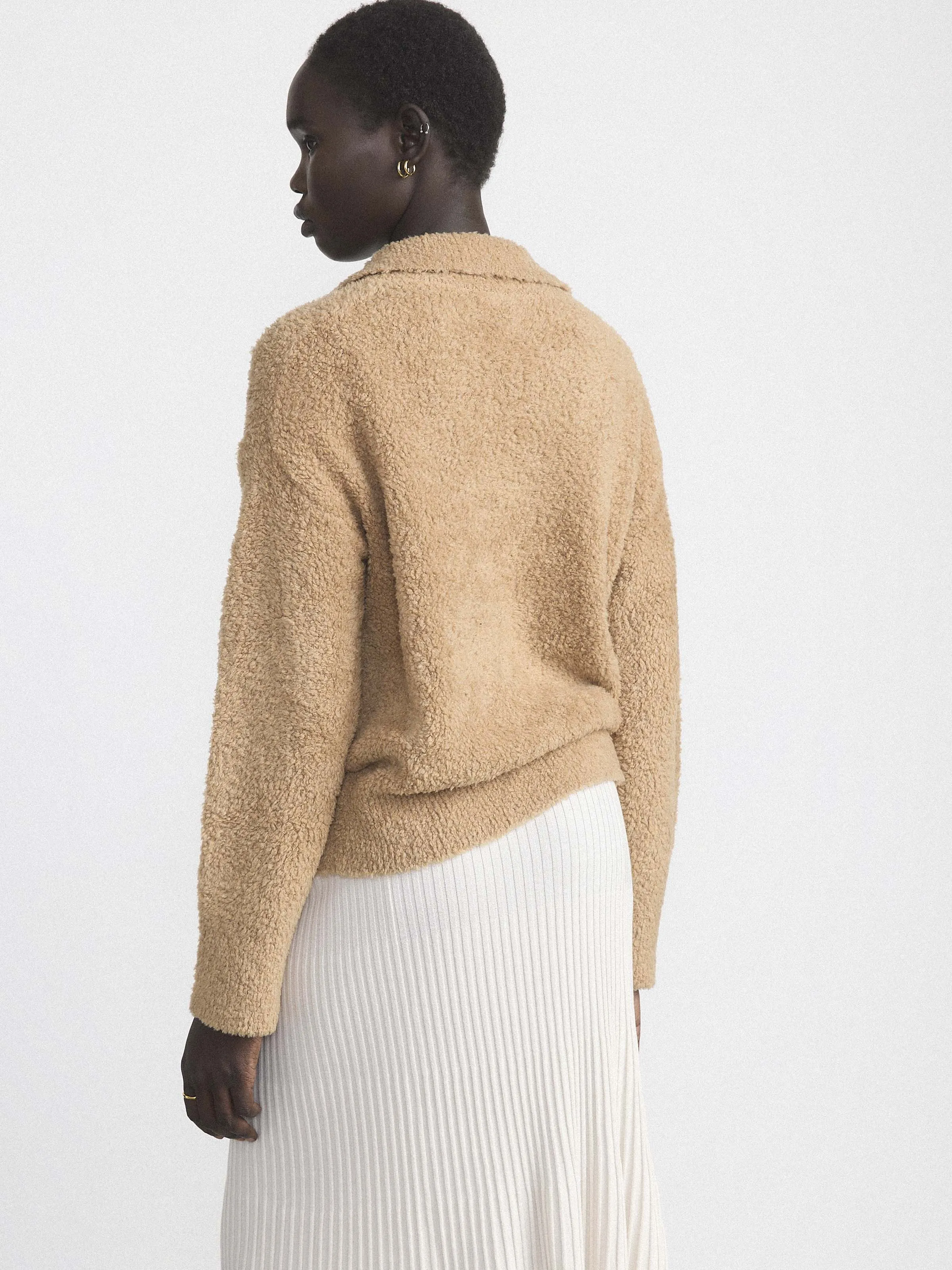 The Fuzzy Johnny Collar Sweater in Caramel Brown sold by Frank & Oak product image thumbnail 3