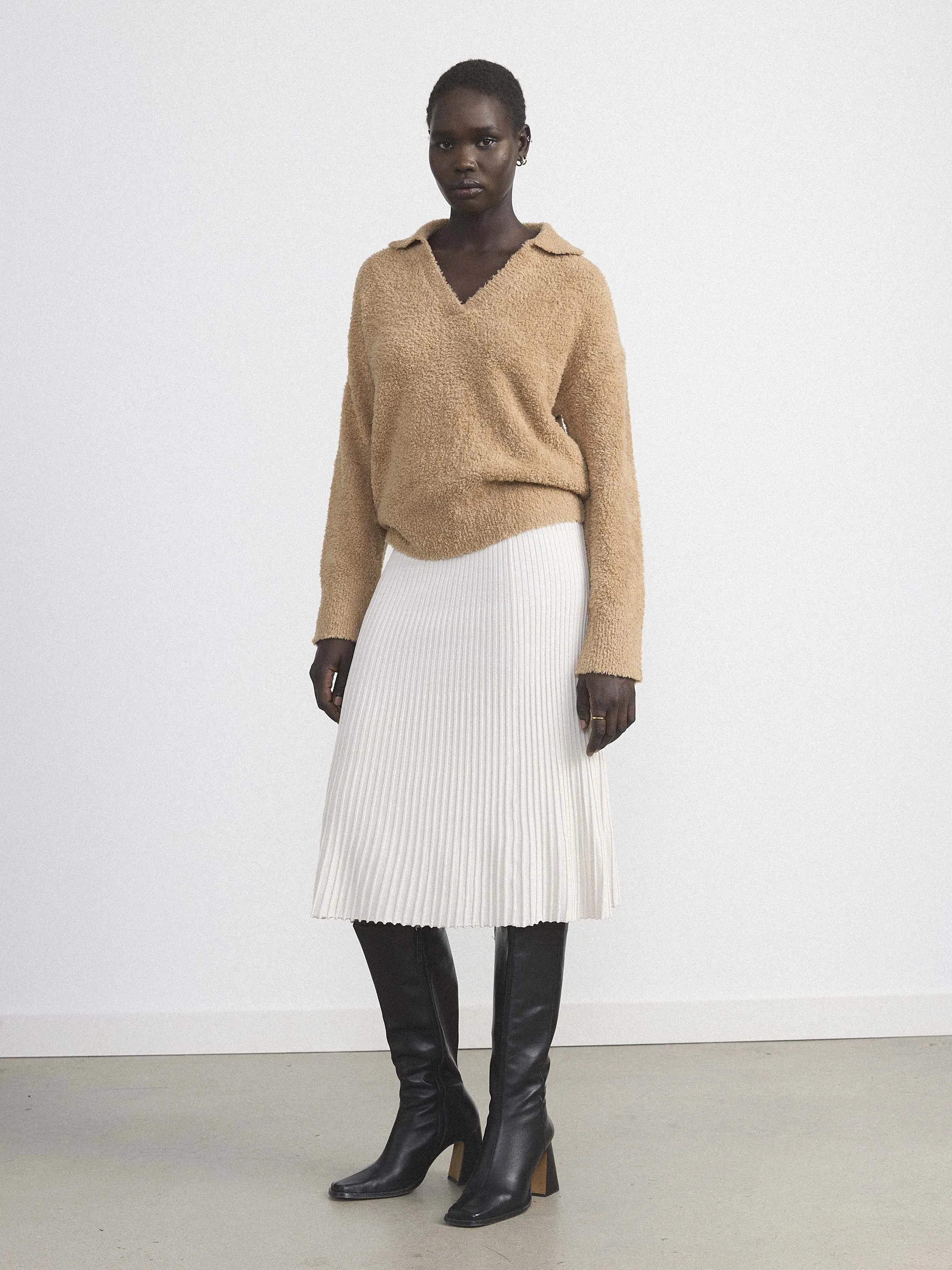 The Fuzzy Johnny Collar Sweater in Caramel Brown sold by Frank & Oak product image thumbnail 2