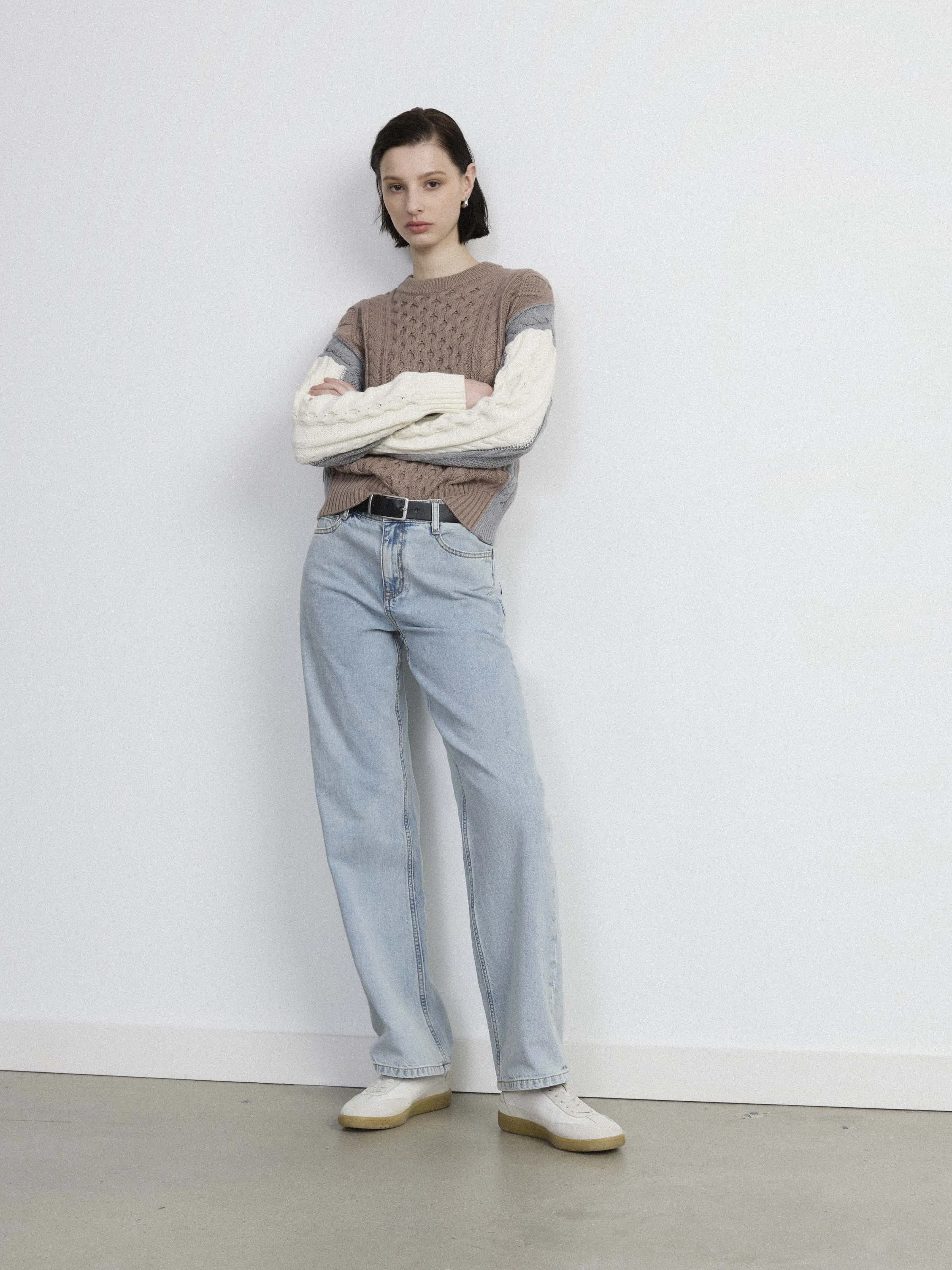 The Colour Block Cable Sweater in Blue sold by Frank & Oak product image thumbnail 3