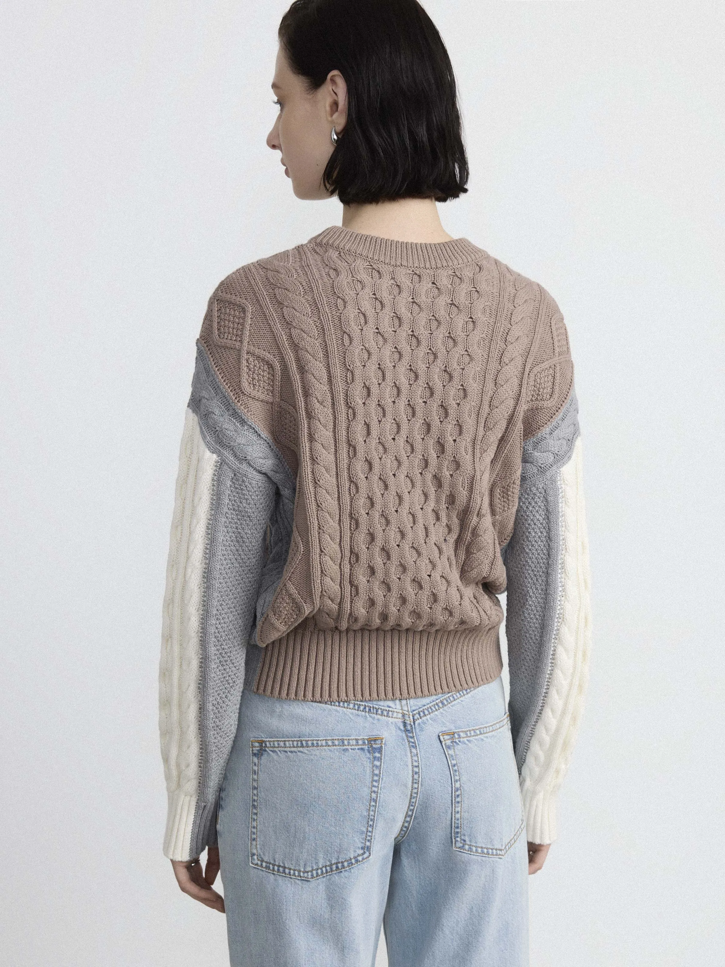 The Colour Block Cable Sweater in Blue sold by Frank & Oak product image thumbnail 4