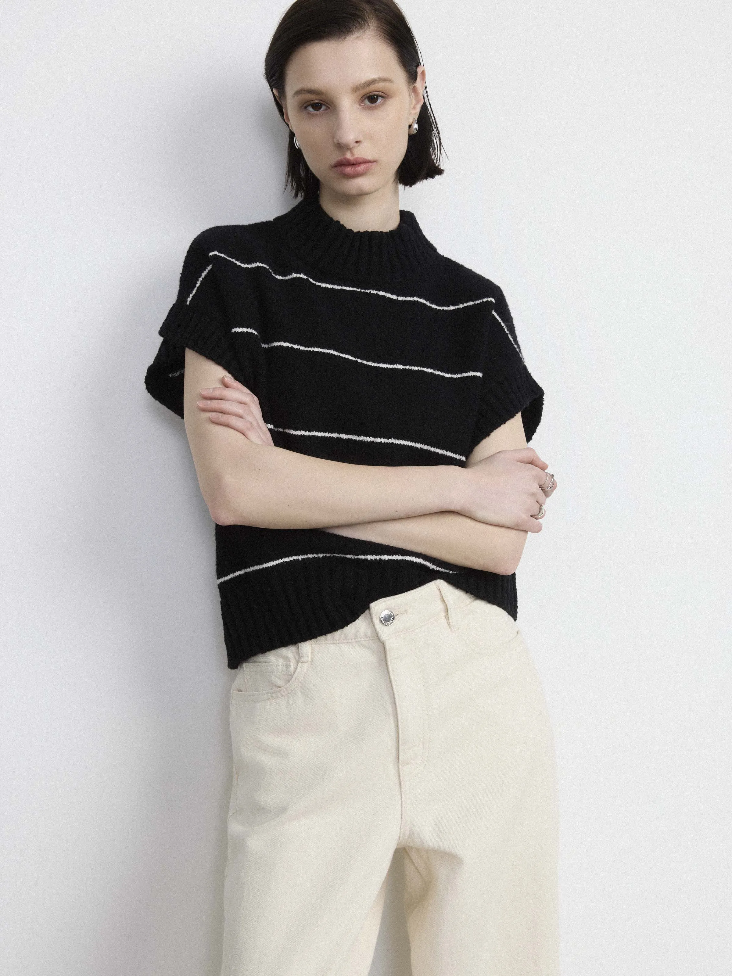 The Seawool® Sweater Vest in Black sold by Frank & Oak