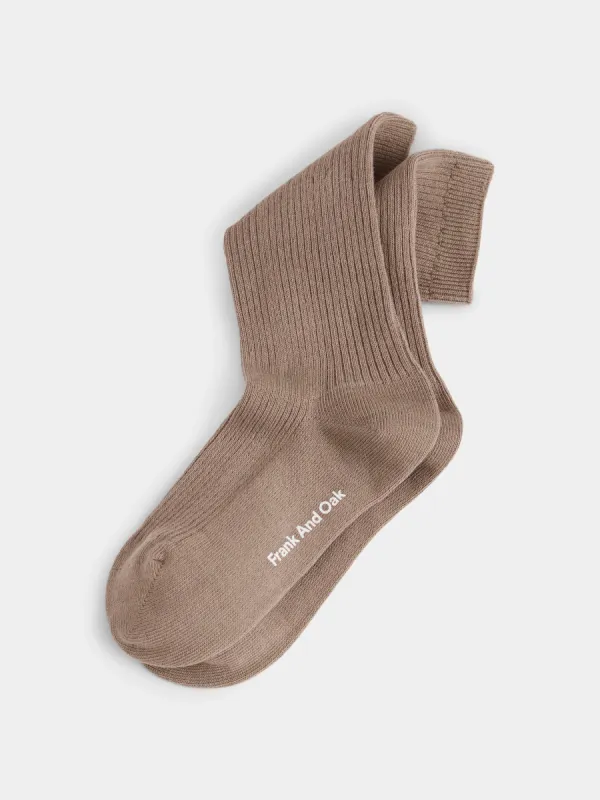 The Ribbed Socks in Beige sold by Frank & Oak