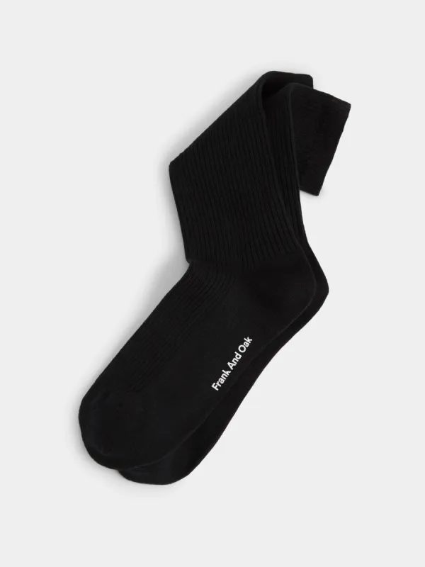 The Ribbed Socks in Black sold by Frank & Oak