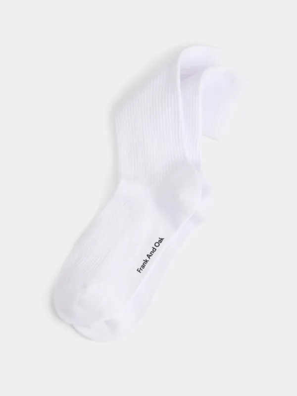 The Ribbed Socks in White sold by Frank & Oak