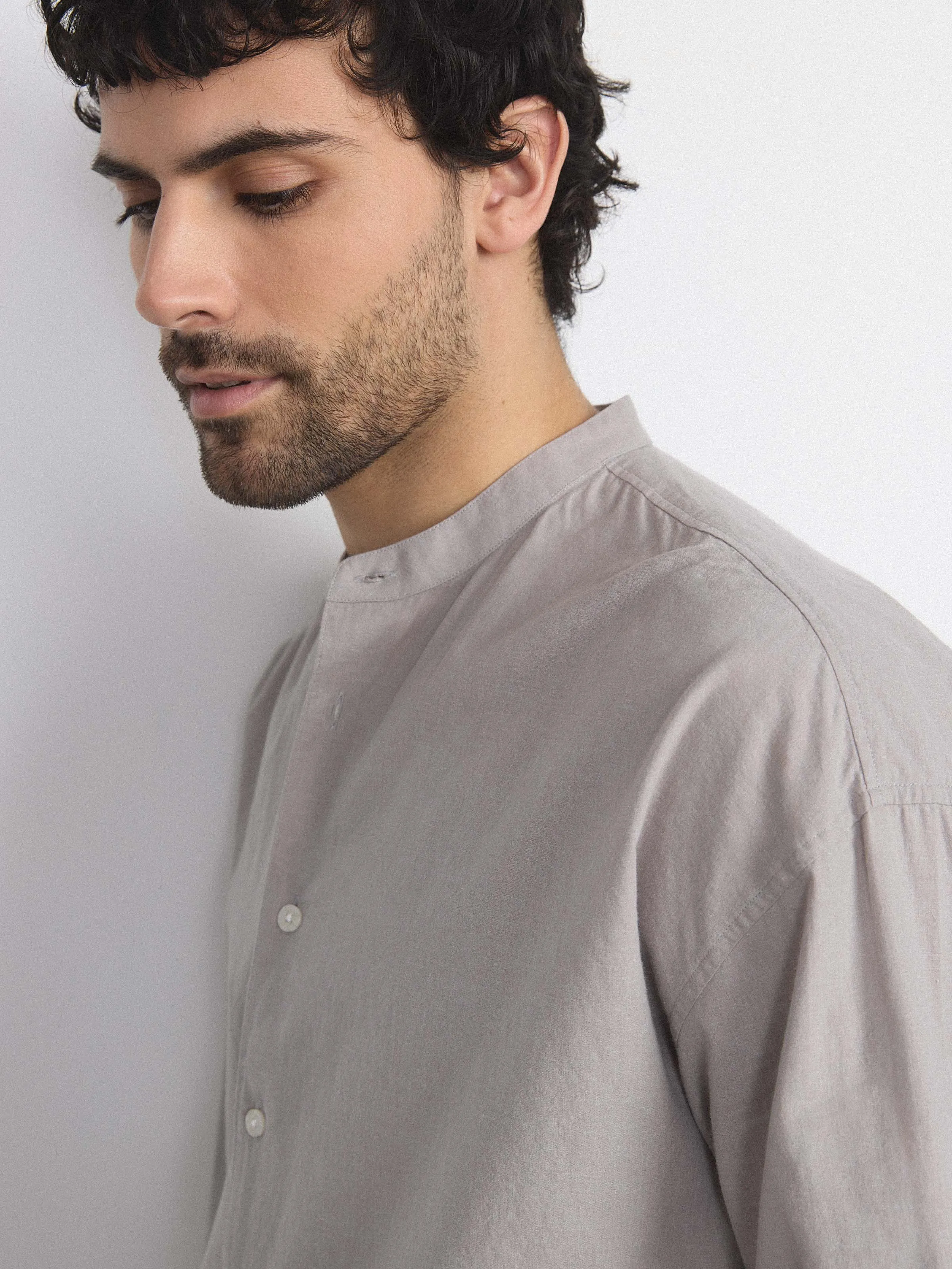 The Loose Officer Collar Shirt in Flint Grey sold by Frank & Oak product image thumbnail 3