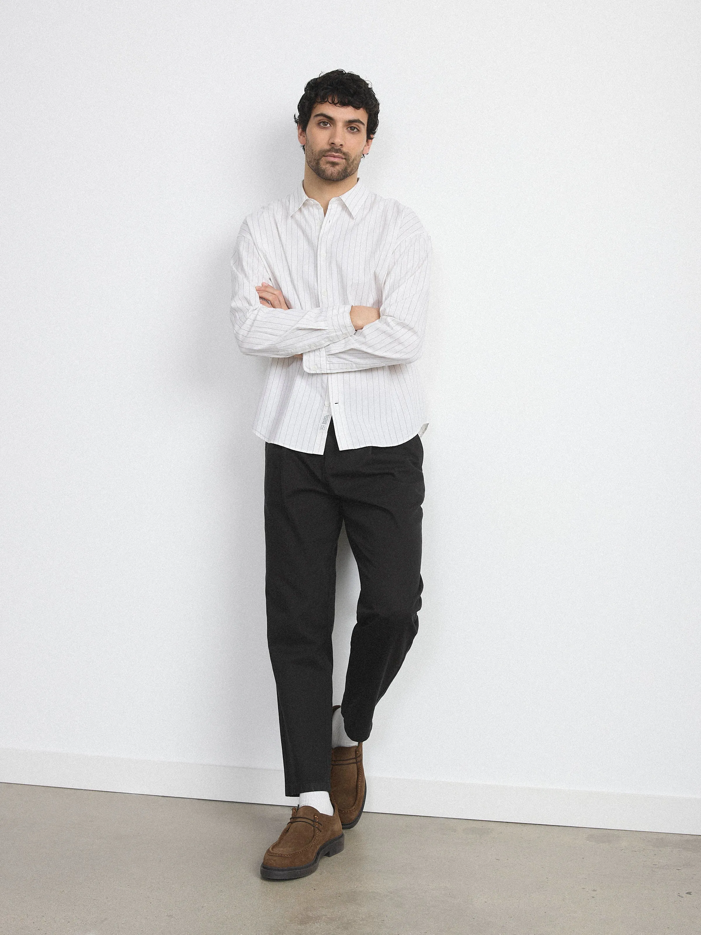 The Loose Pinstripe Shirt in White sold by Frank & Oak product image thumbnail 2