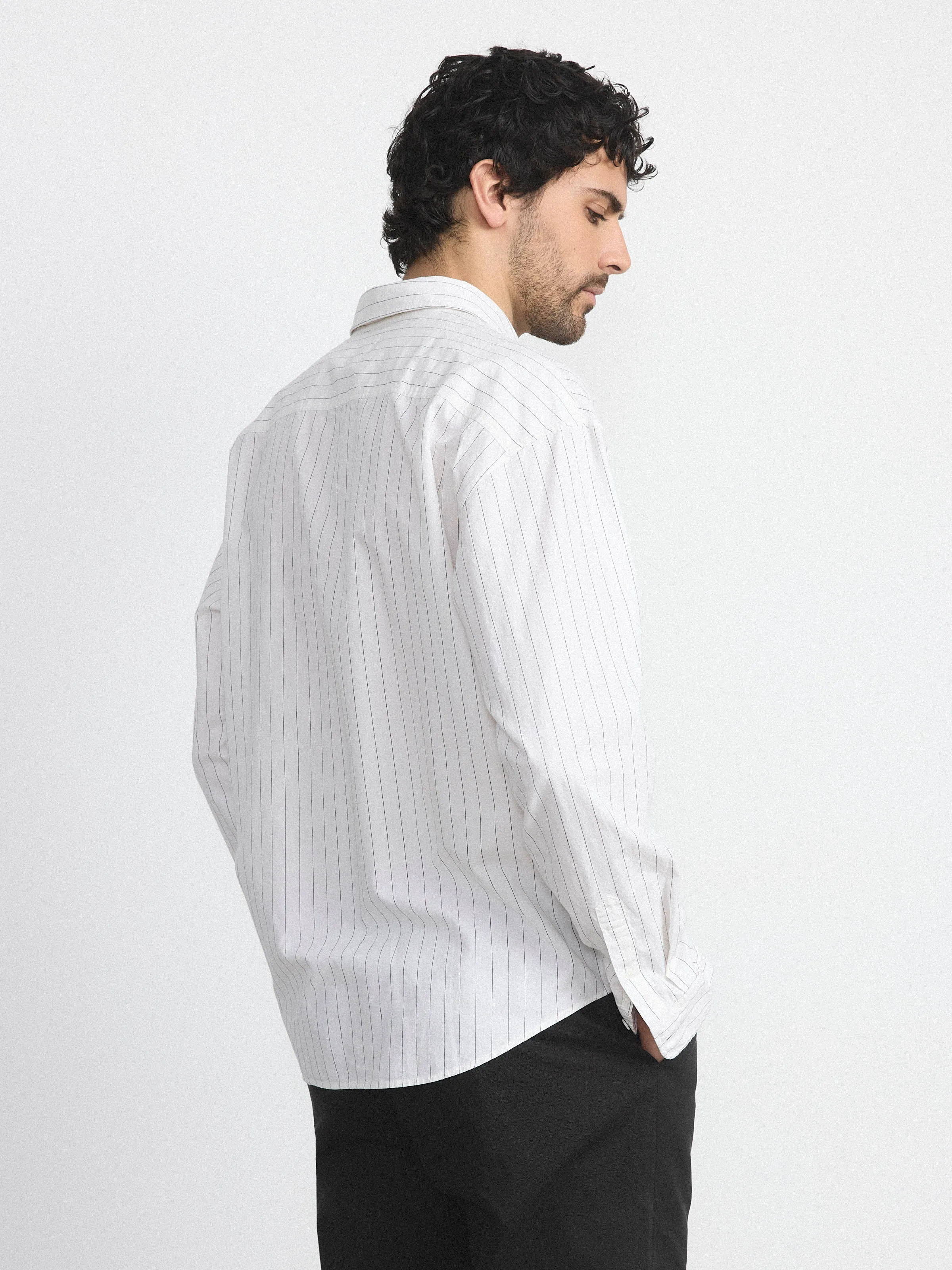 The Loose Pinstripe Shirt in White sold by Frank & Oak product image thumbnail 3