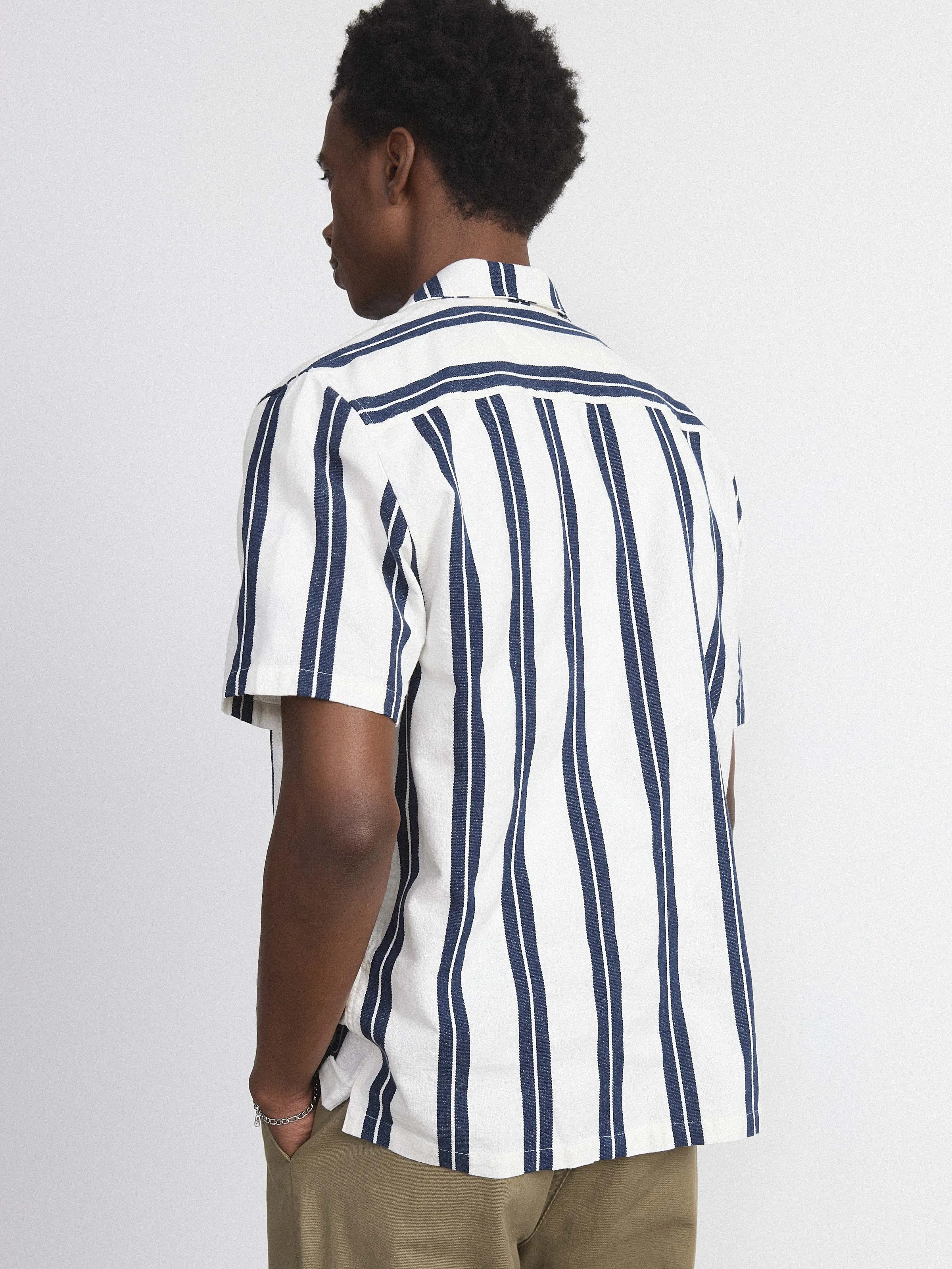 The Striped Camp Collar Shirt in Blue sold by Frank & Oak product image thumbnail 3
