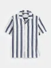 The Striped Camp Collar Shirt in Blue sold by Frank & Oak