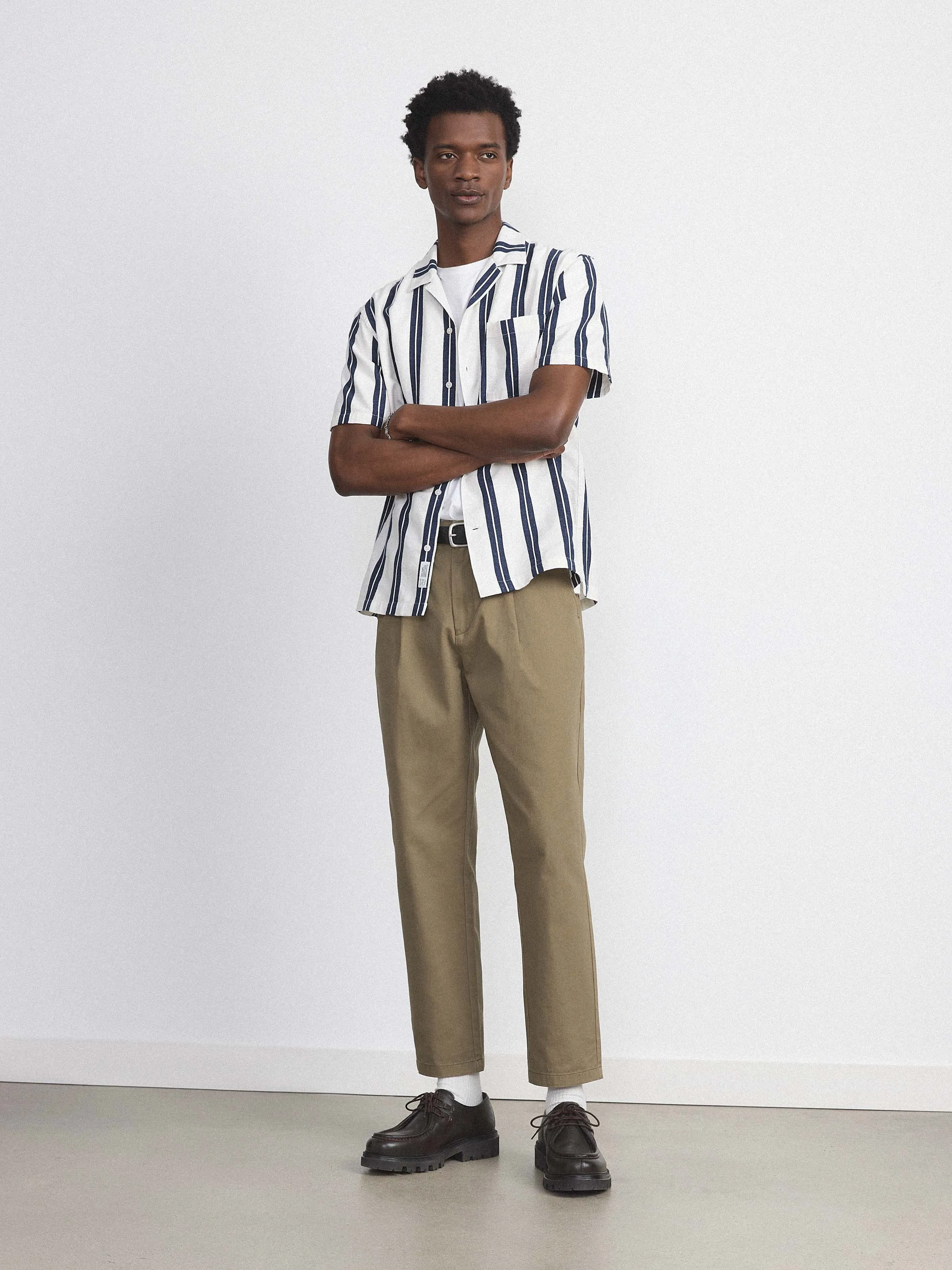 The Striped Camp Collar Shirt in Blue sold by Frank & Oak product image thumbnail 2