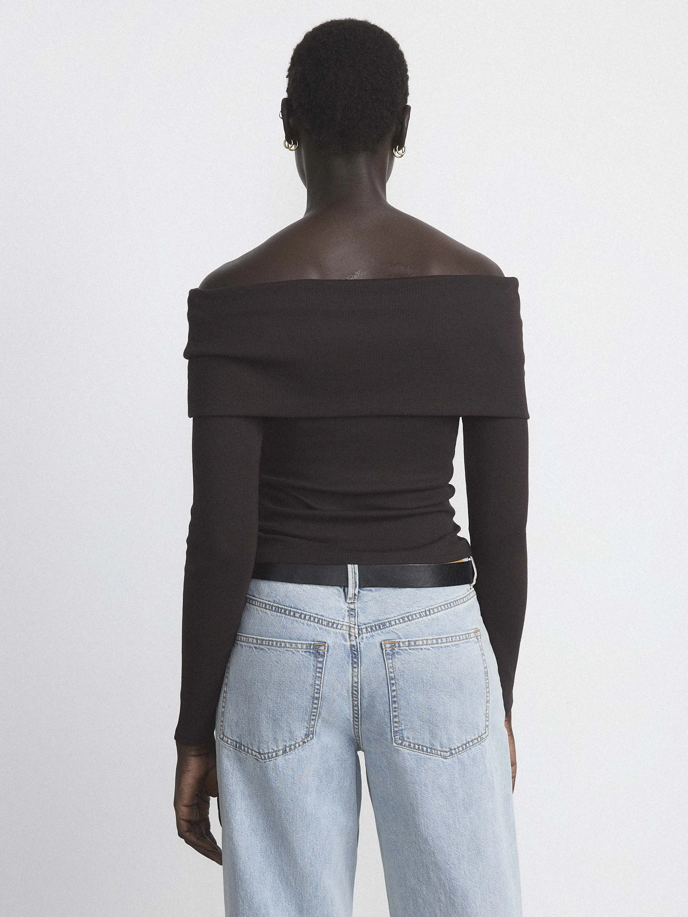 The Off Shoulder Top in Espresso sold by Frank & Oak product image thumbnail 3