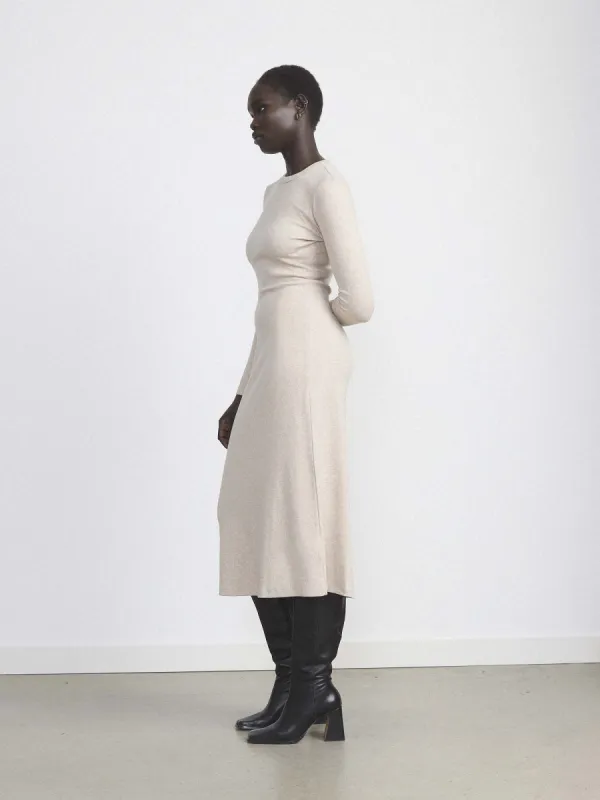 The Ribbed Maxi Dress in Beige sold by Frank & Oak