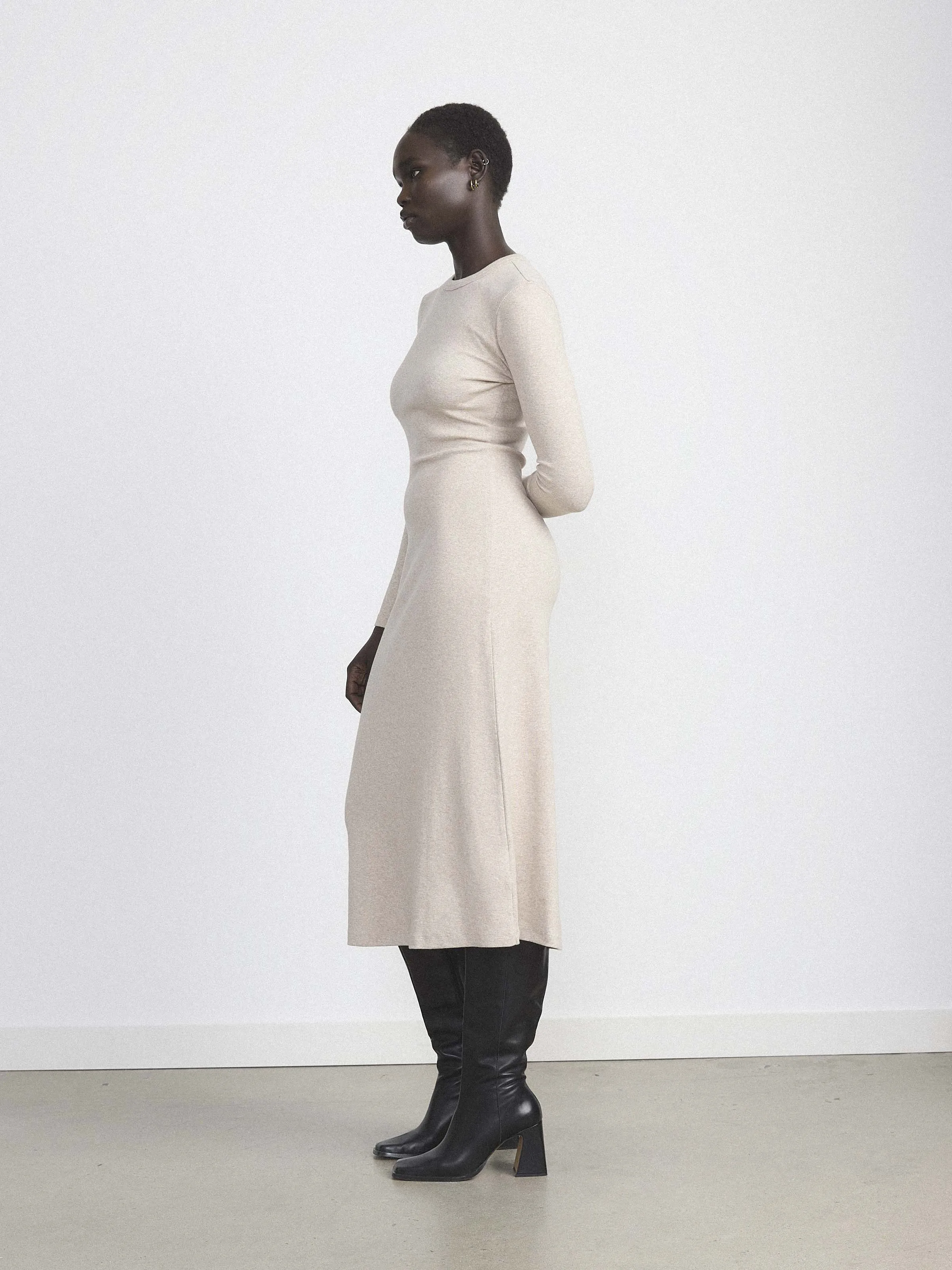 The Ribbed Maxi Dress in Beige sold by Frank & Oak