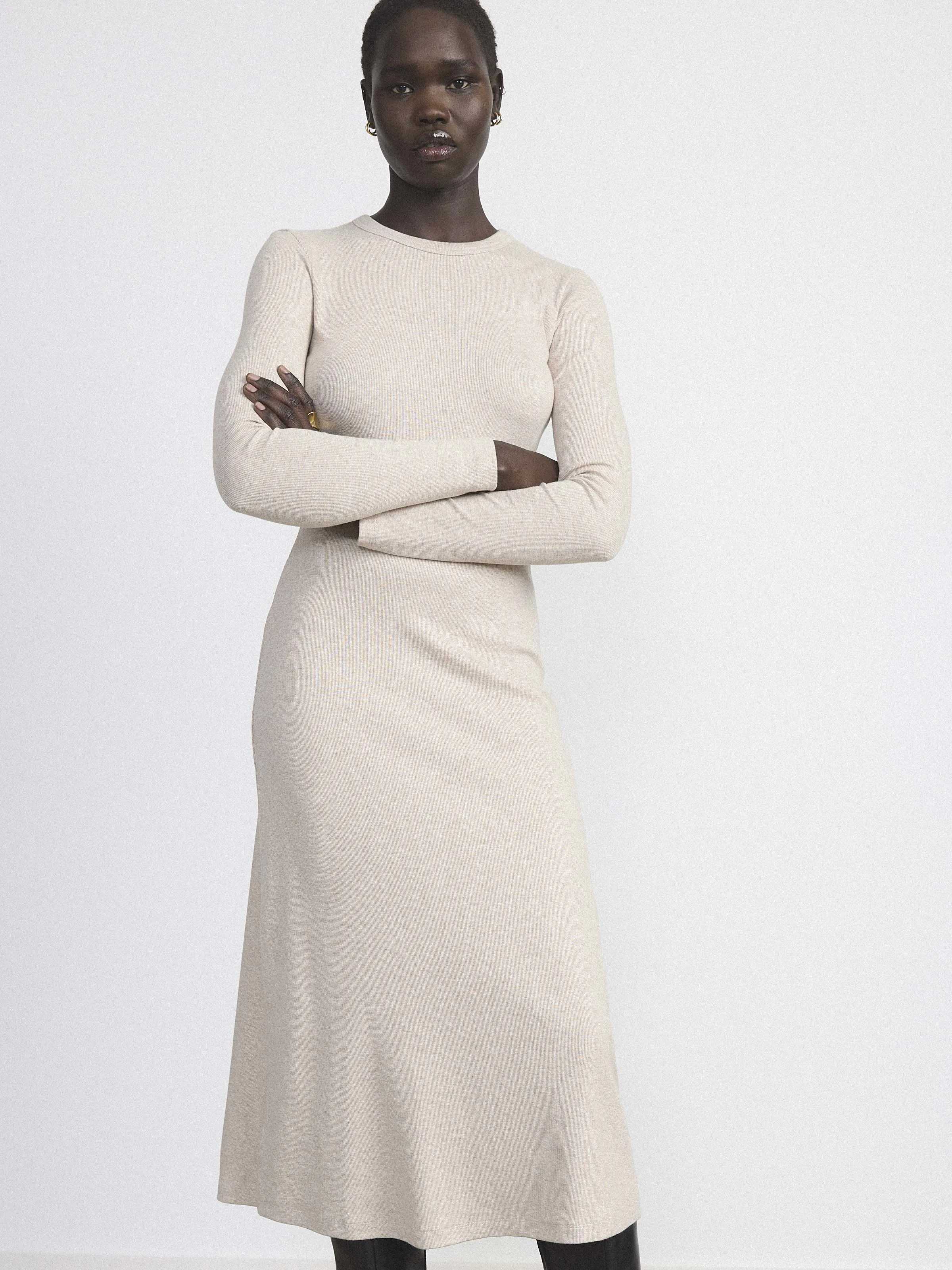 The Ribbed Maxi Dress in Beige sold by Frank & Oak product image thumbnail 3
